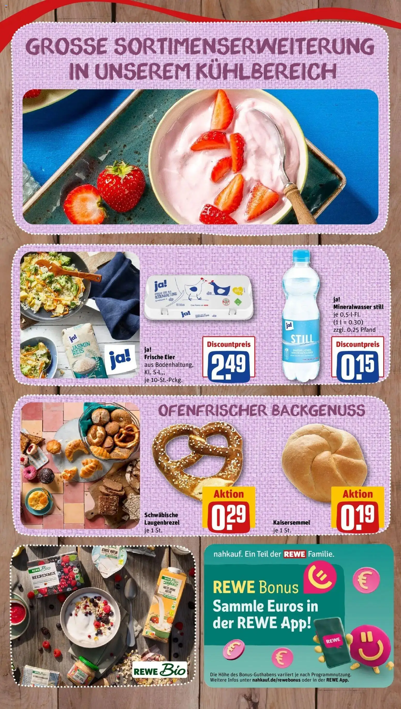REWE Prospekt ab 19.10.2026 zum Blättern » Angebote | Seite: 2 | Produkte: Eier, Mineralwasser, Reis