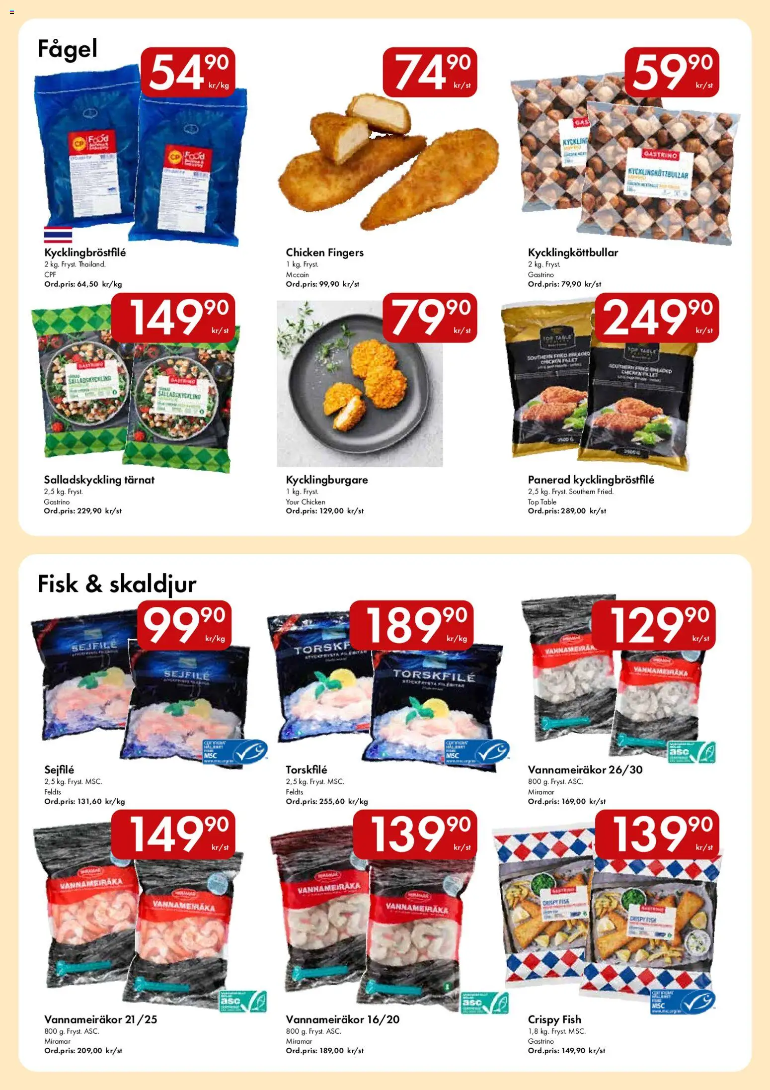 Snabbgross reklamblad aktuell från 24/08/2026 | Sida: 4 | Produkter: Torskfile, Skaldjur, Fisk