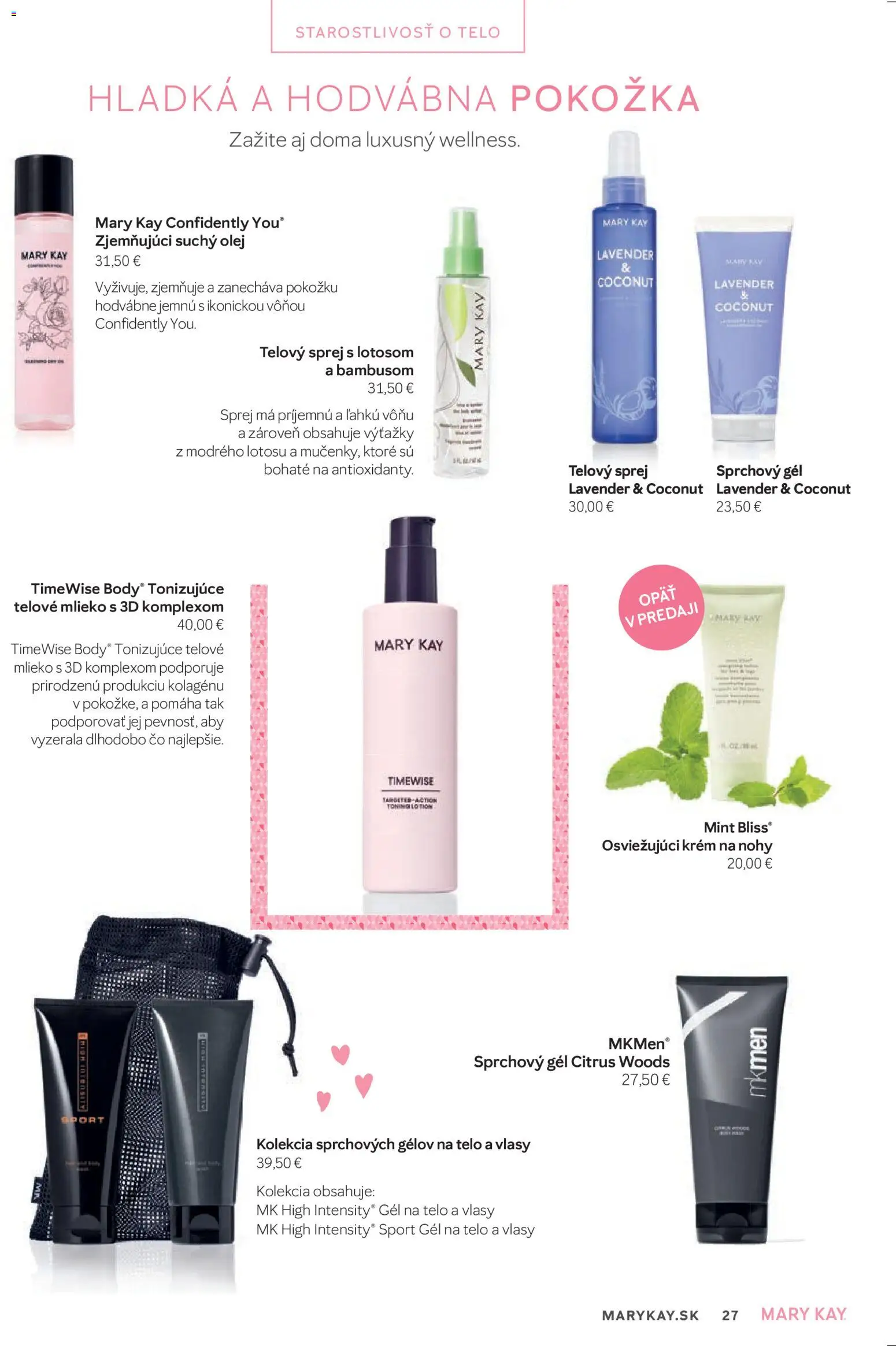 Nové Mary Kay akcie – leták je platný od 01.04.2026 | Strana: 27 | Produkty: Mlieko, Olej, Telové mlieko, Sprchový gél
