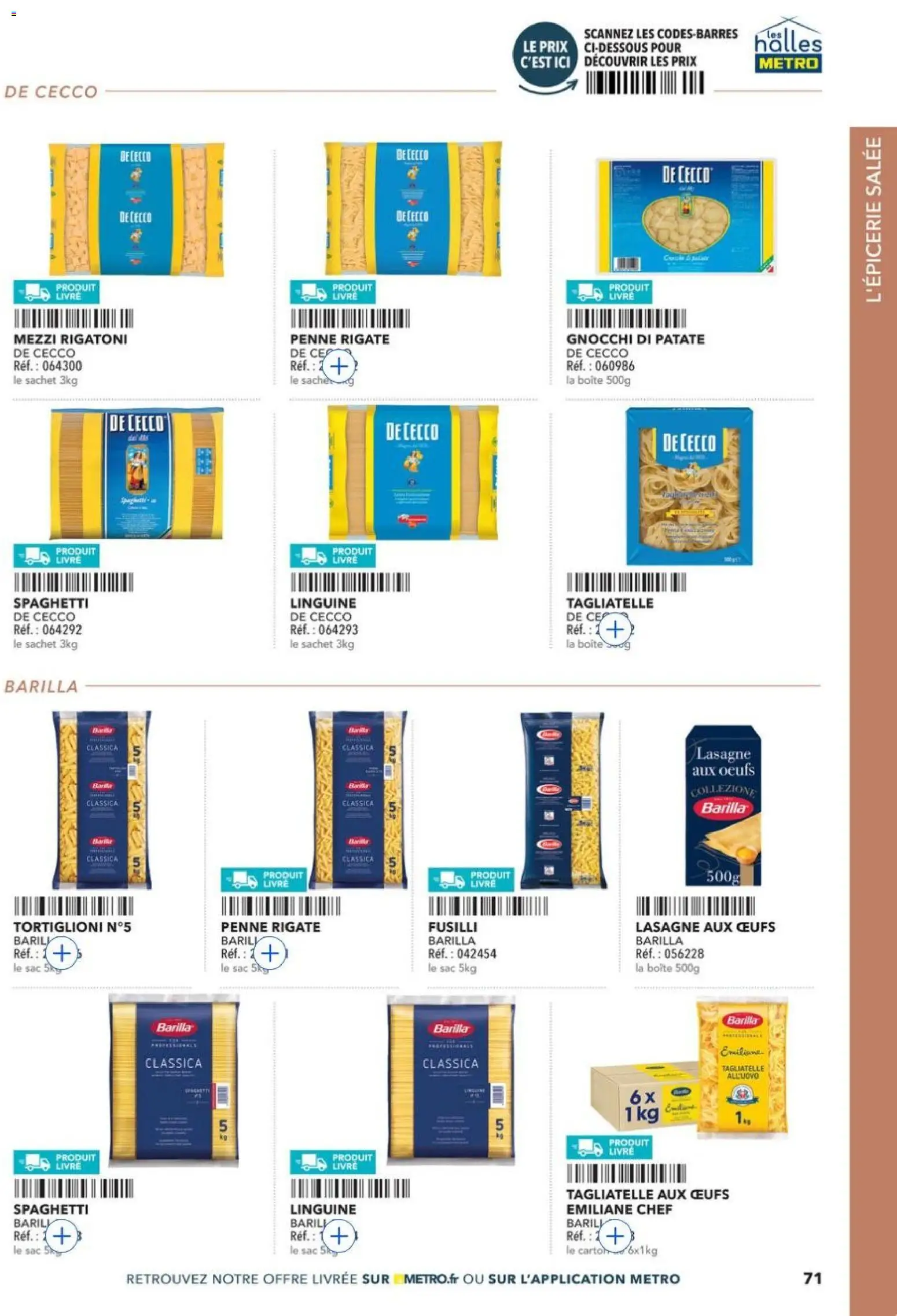 {H1} | Page: 71 | Produits: Sac, Spaghetti, Œufs, Livre
