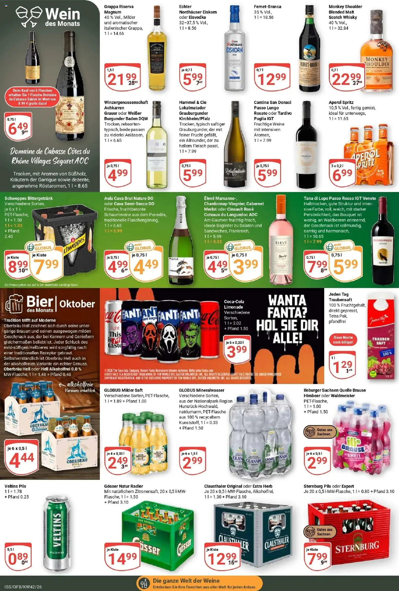 Globus Prospekt Isserstedt (ab 12.10.2026) » Angebote online | Seite: 19 | Produkte: Whisky, Limonade, Aperol, Saft