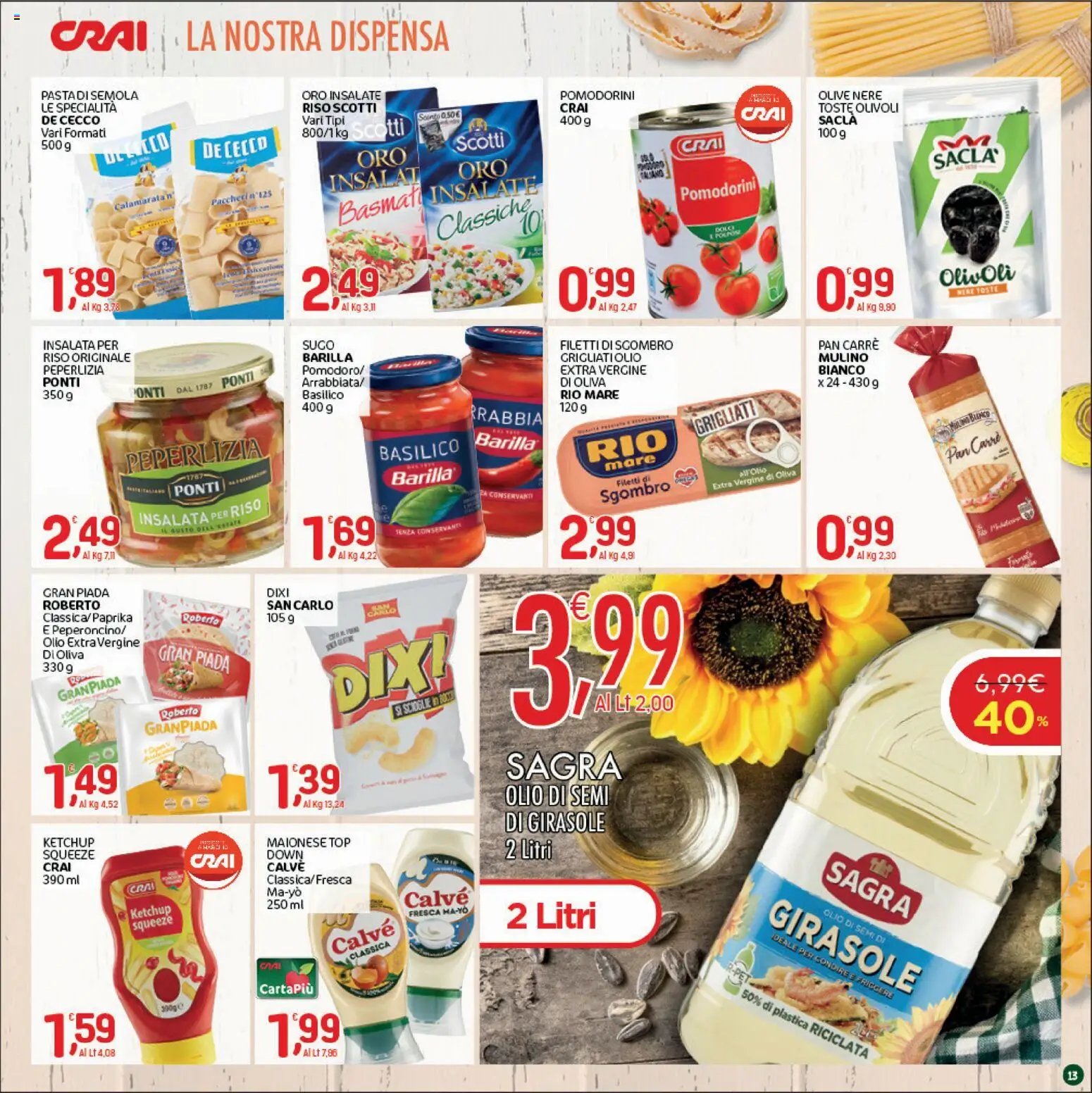 Volantino CRAI del 09/07/2026 | Pagina: 13 | Prodotti: Top, Olio extra vergine, Sgombro, Olio di semi di girasole