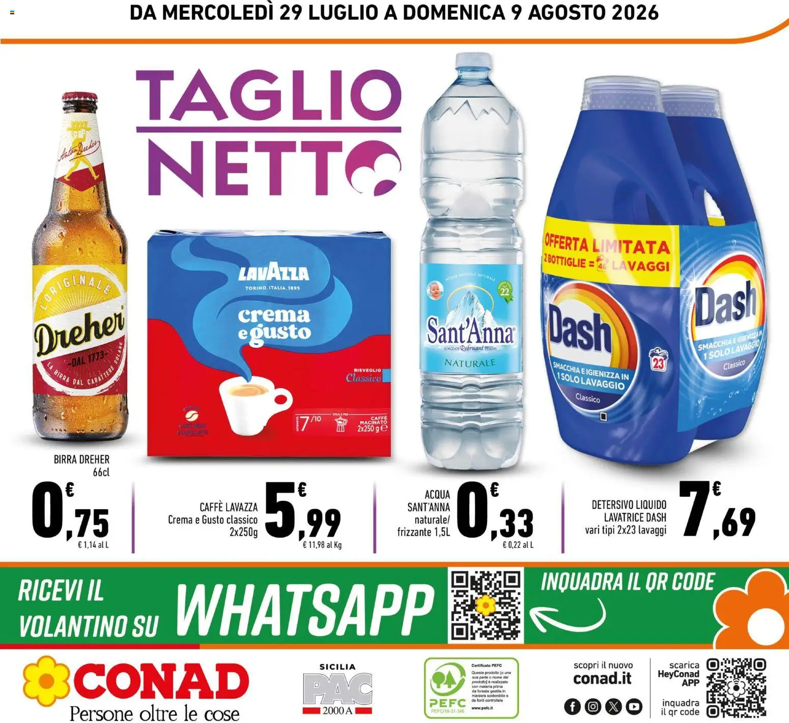 Volantino Conad del 29/07/2026 | Pagina: 24 | Prodotti: Caffè, Acqua, Lavatrice, Lavazza