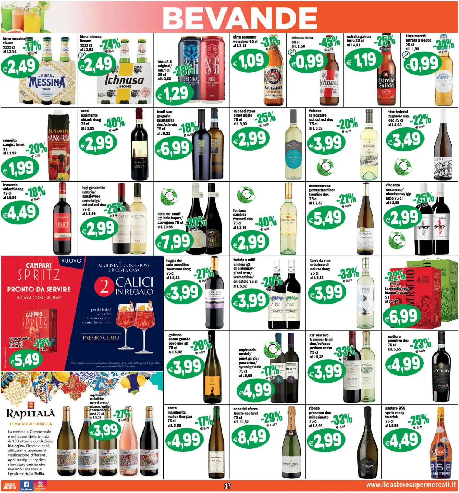 Volantino Il Castoro del 10/07/2026 | Pagina: 17 | Prodotti: Limone, Vino, Bottiglia, Pecorino