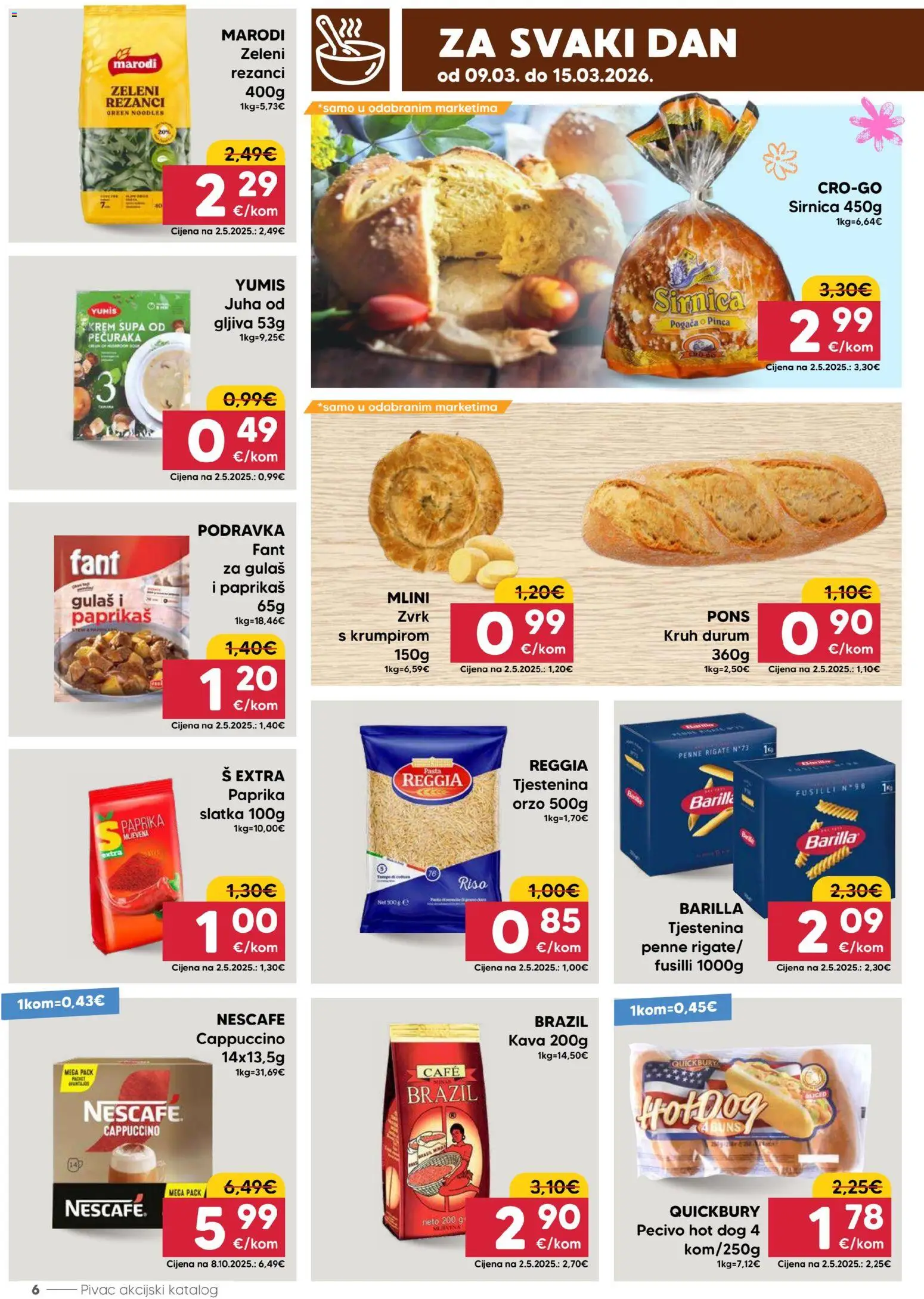 Pivac katalog | vrijedi od 09.03.2026 | Stranica: 6 | Proizvodi: Paprika, Pasta, Cappuccino, Pecivo