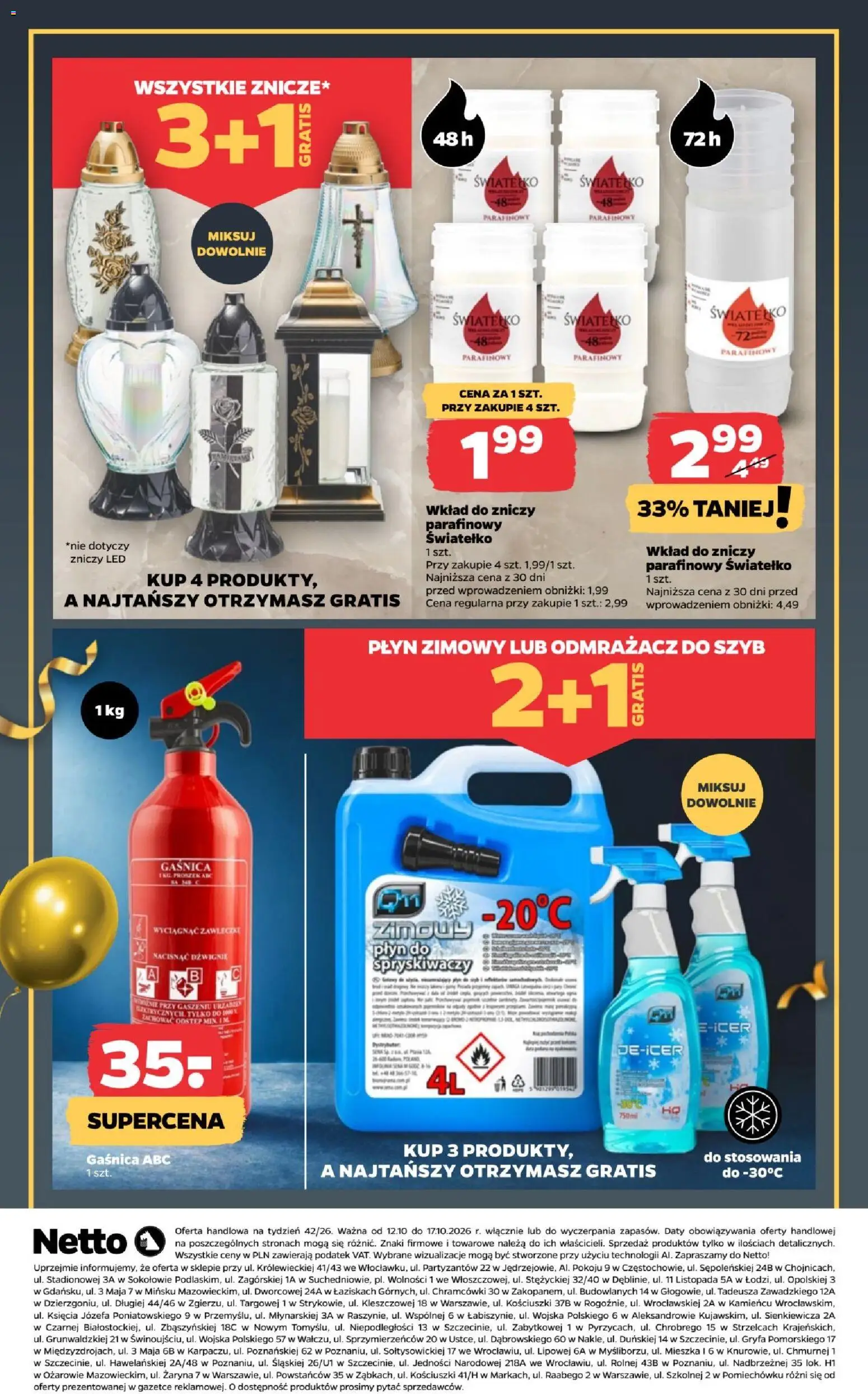 Netto gazetka od poniedziałku NonFood od 12.10.2026 | Strona: 6 | Produkty: Proszek, Gaśnica, Płyn zimowy, Płyn do spryskiwaczy