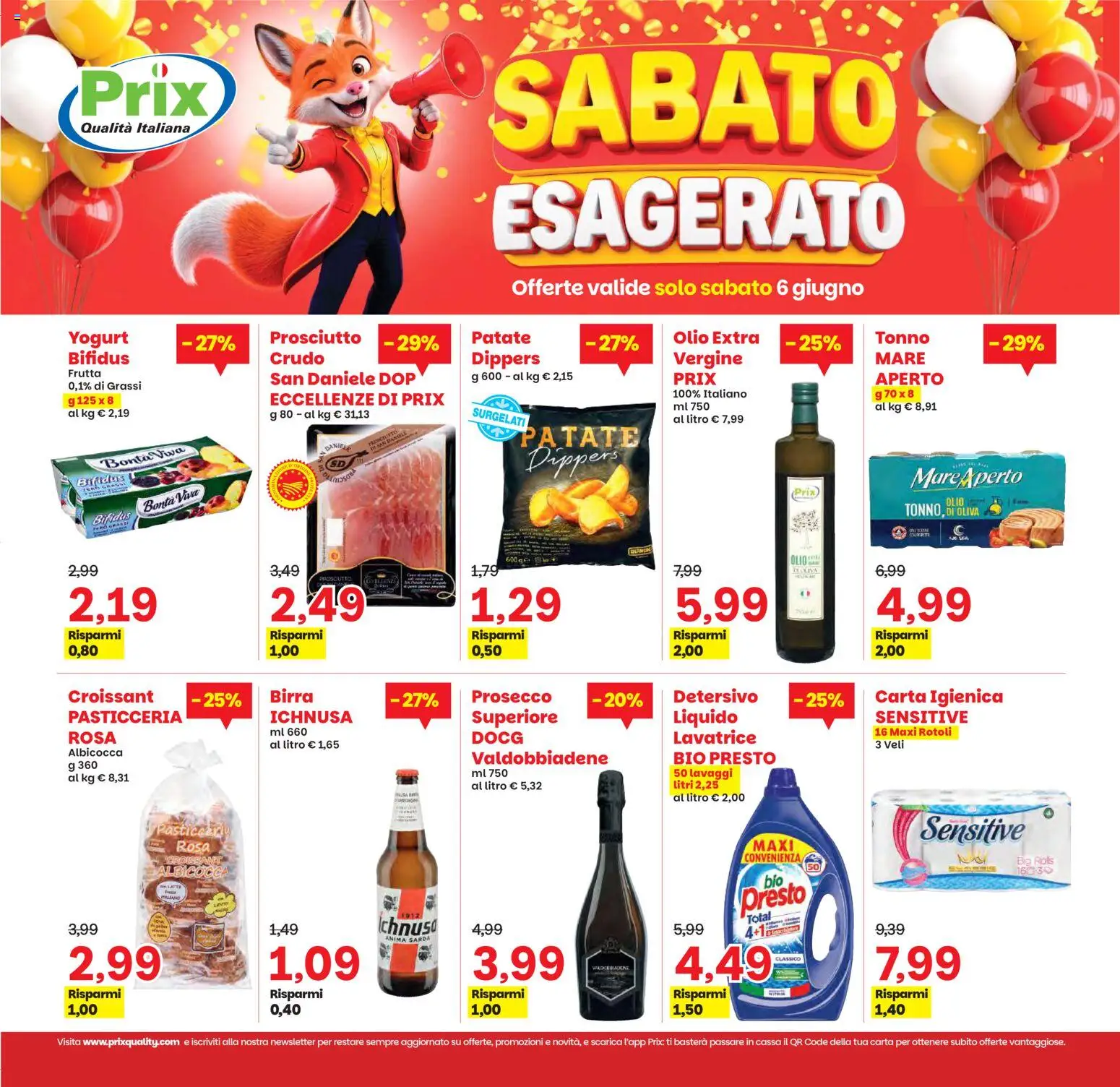 Volantino Prix del 05.06.2026 | Pagina: 24 | Prodotti: Prosecco, Patate, Frutta, Prosciutto
