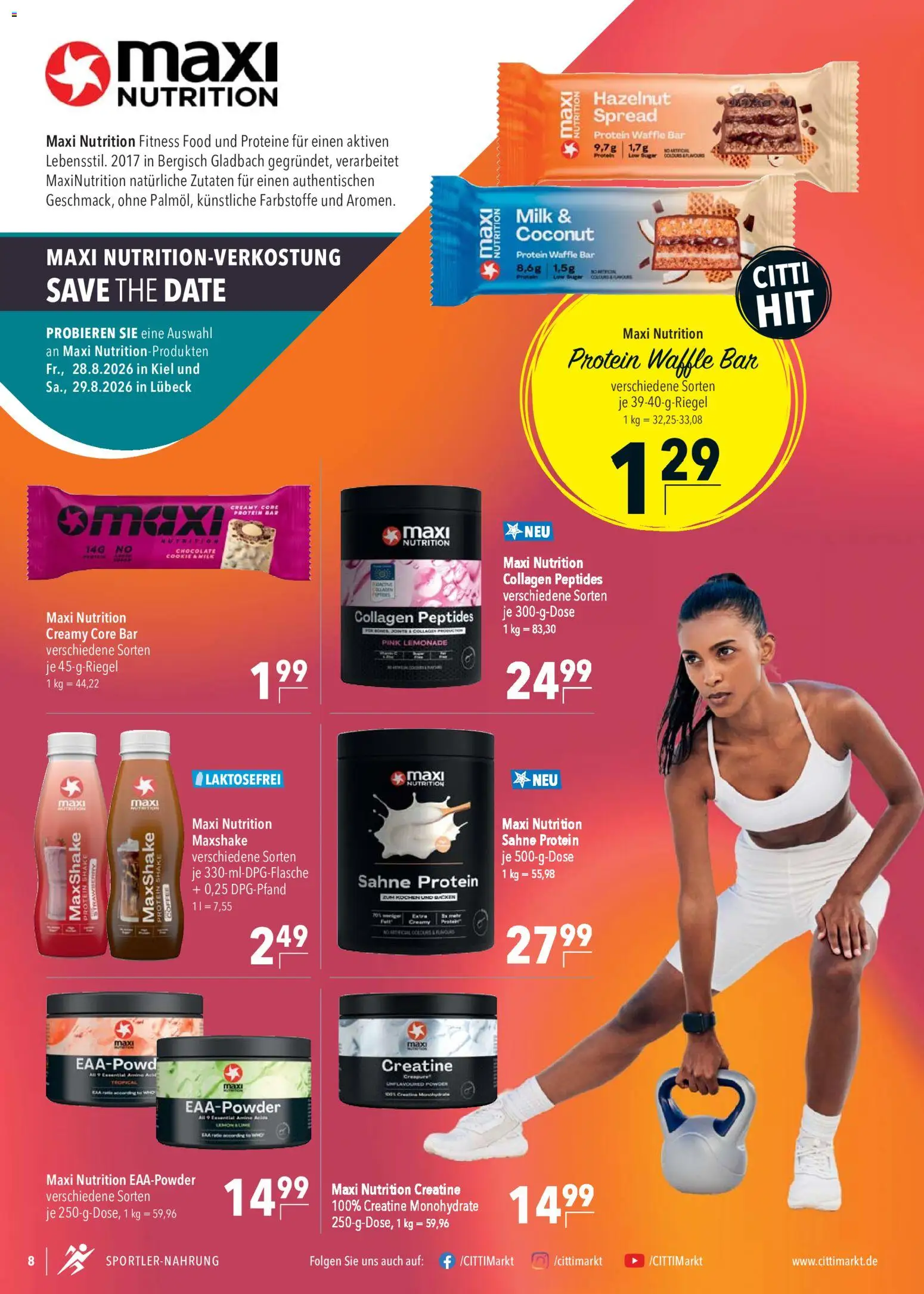 CITTI Markt Sportlernahrung – gültig ab 26.08.2026 | Seite: 8 | Produkte: Sahne