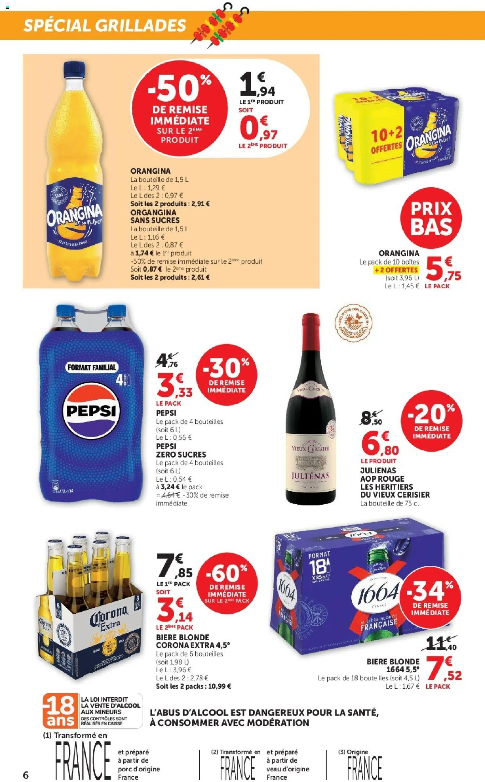 {H1} | Page: 6 | Produits: Orangina, Bière, Porc, Corona extra