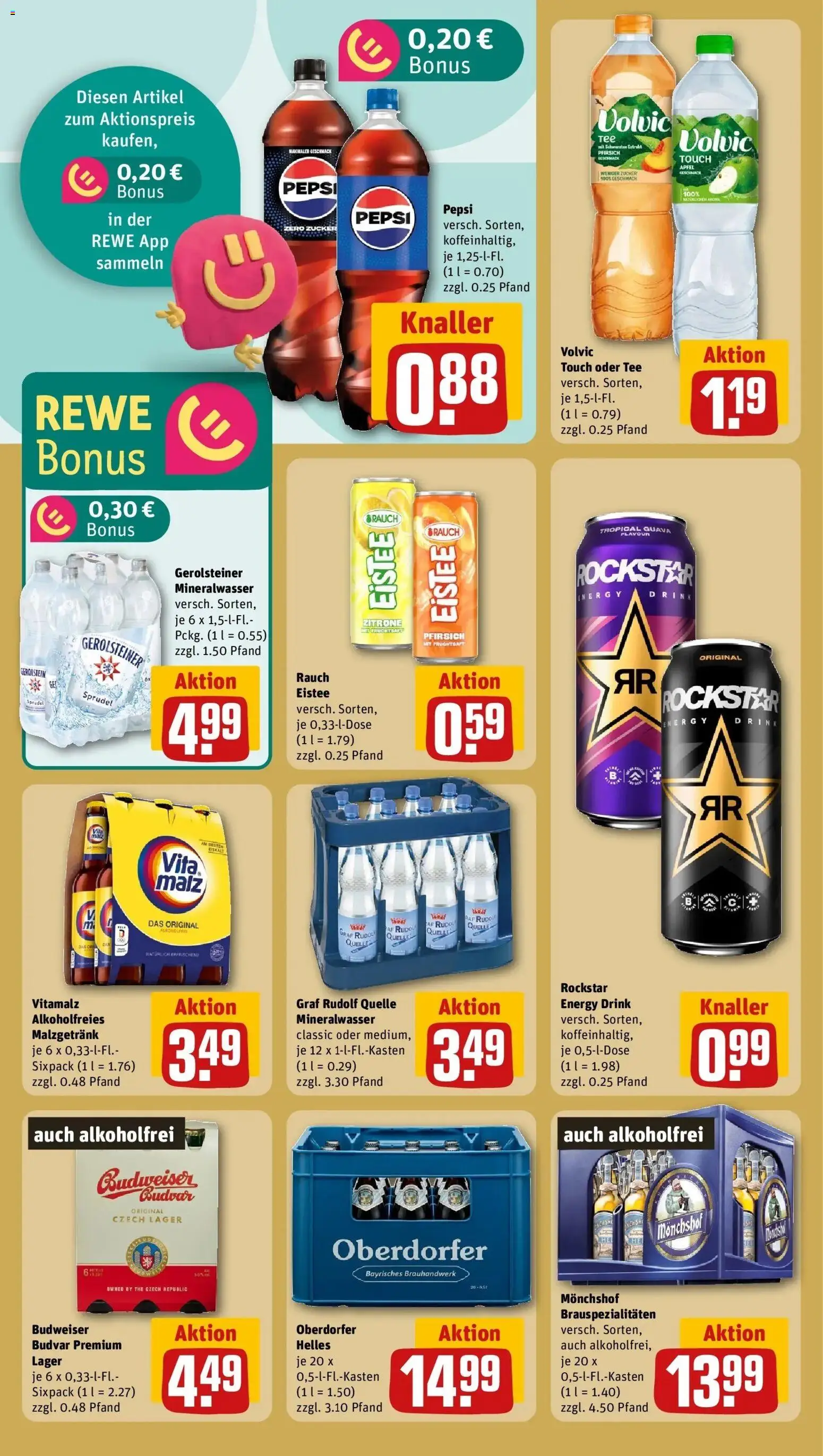 Rewe Prospekt Oldenburg – gültig ab 08.06.2026 | Seite: 20 | Produkte: Volvic touch, Pepsi, Fruchtsaft, Gerolsteiner