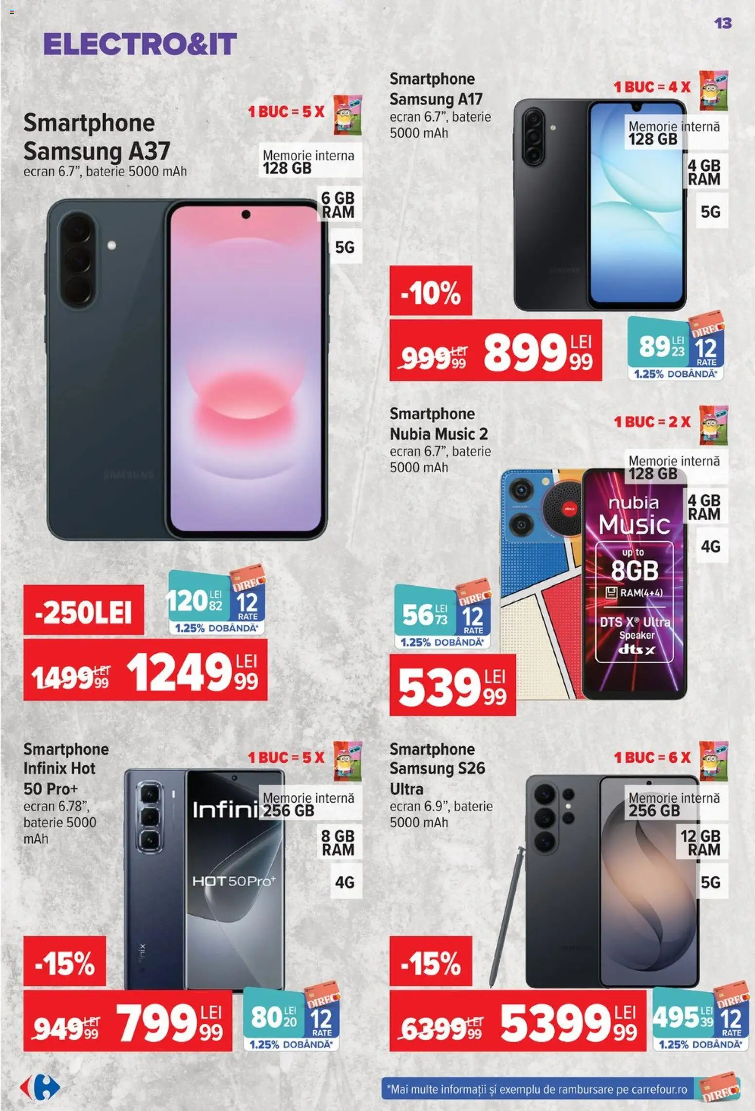 Noul catalog Carrefour – valabil de la 26.08.2026 | Pagină: 14 | Produse: Smartphone, Memorie, Speaker, Baterie