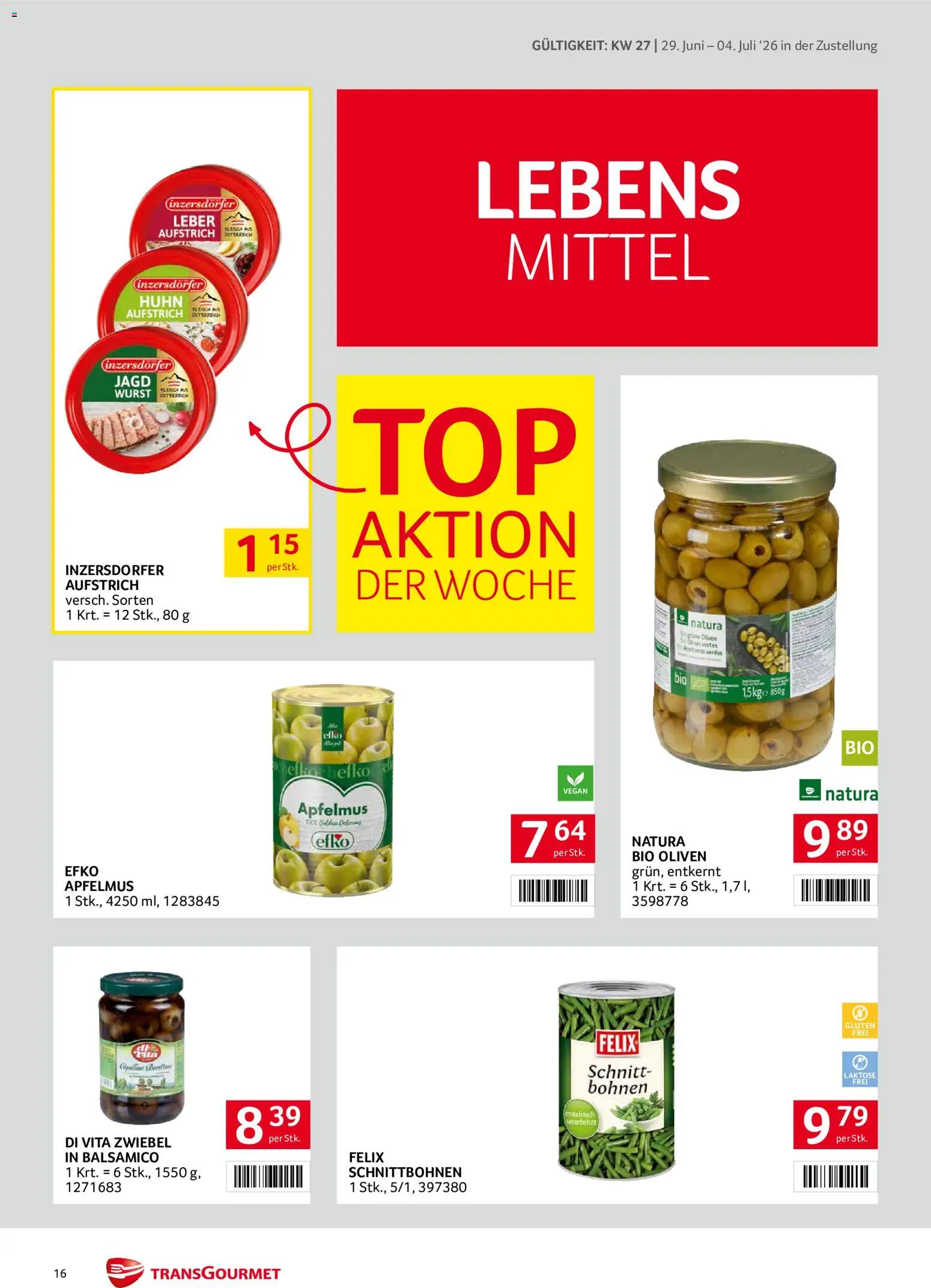 Transgourmet Zustellaktion gültig ab 29.06.2026 | Seite: 16 | Produkte: Wurst, Szeder
