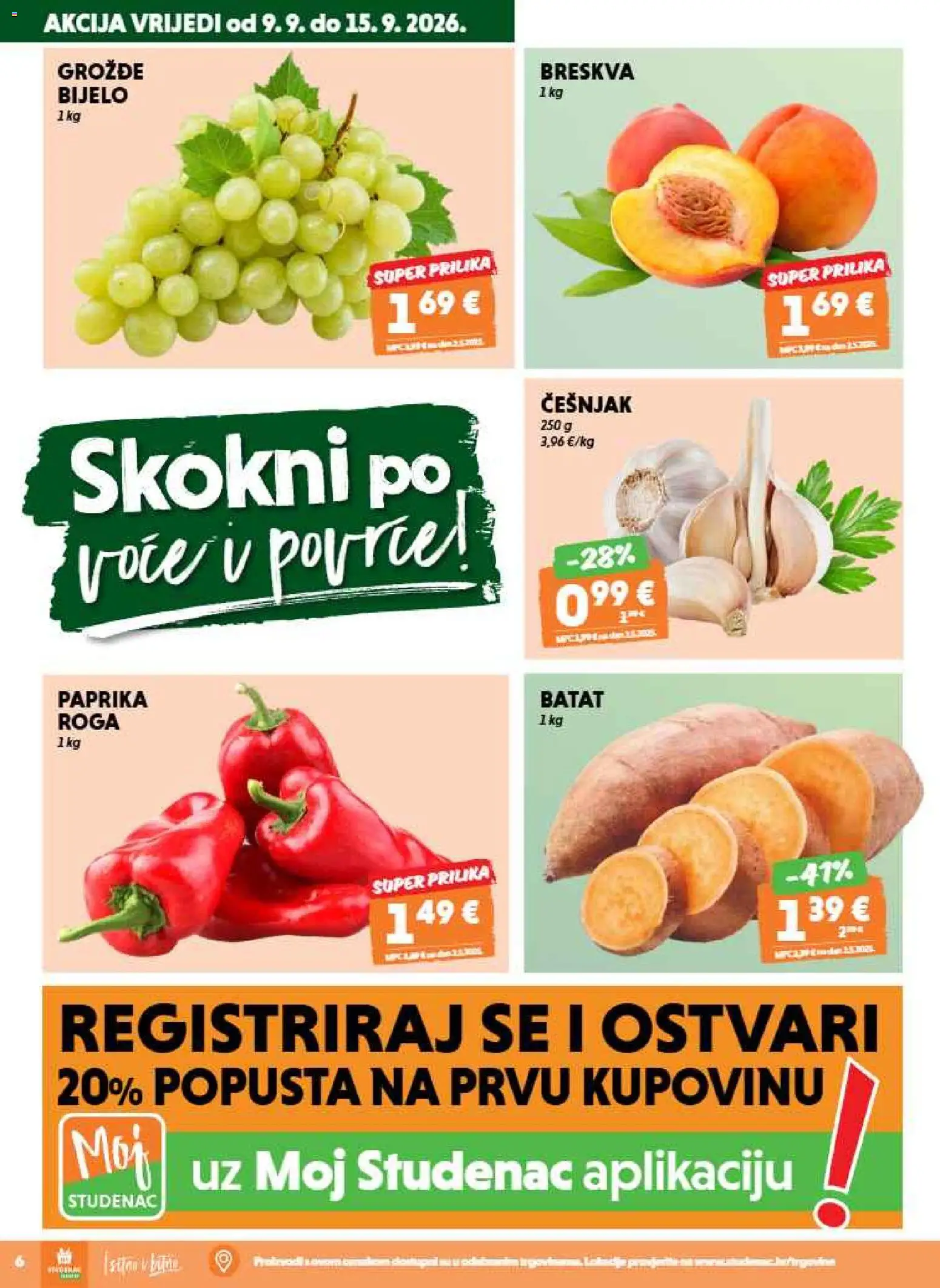Studenac katalog | vrijedi od 09.09.2026 | Stranica: 6 | Proizvodi: Paprika, Voće, Češnjak, Grožđe