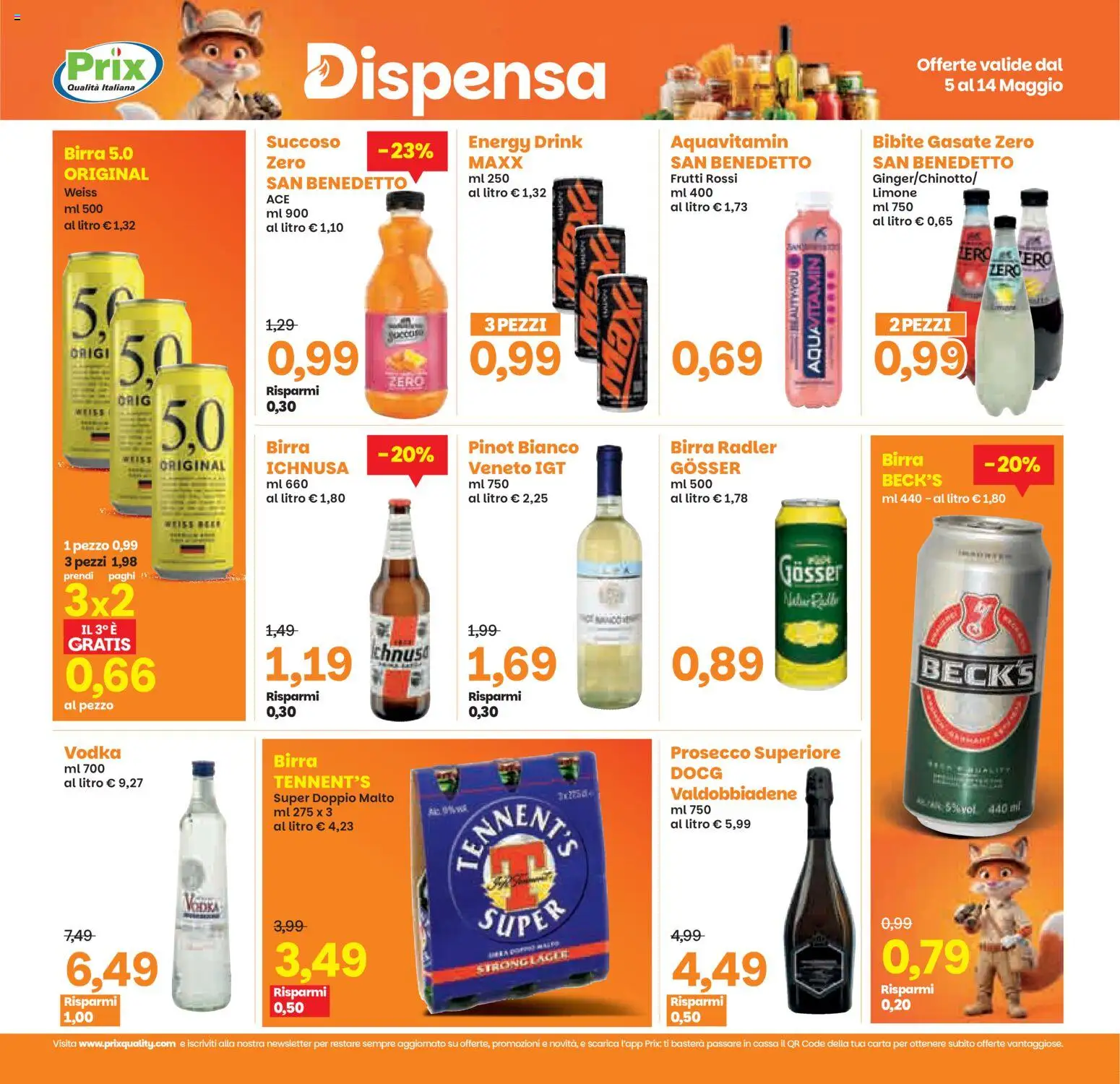 Volantino Prix del 05.05.2026 | Pagina: 19 | Prodotti: Tennent's, Birra, Prosecco, Limone