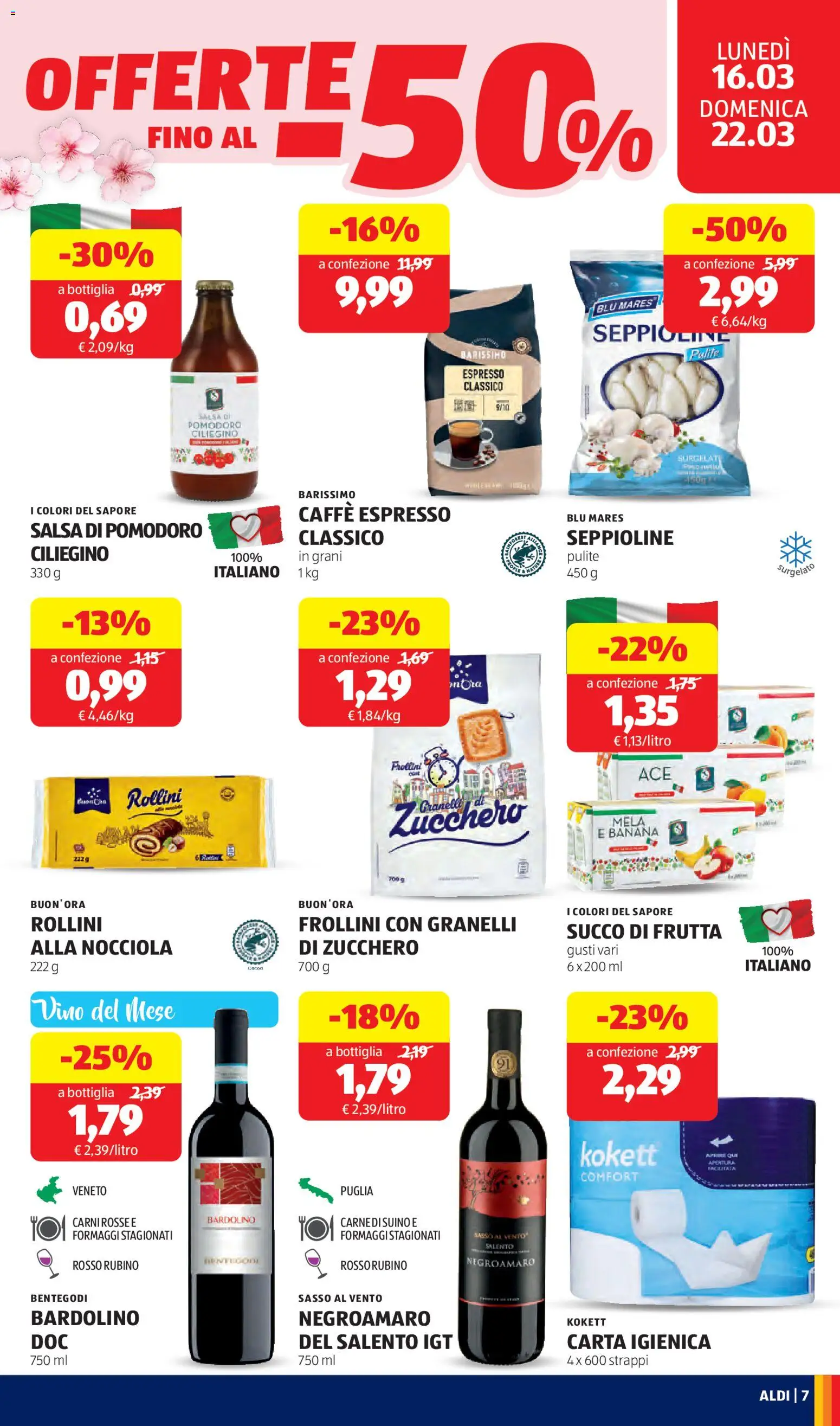 Volantino Aldi del 16.03.2026 | Pagina: 7 | Prodotti: Succo, Frutta, Pomodoro, Succo di frutta