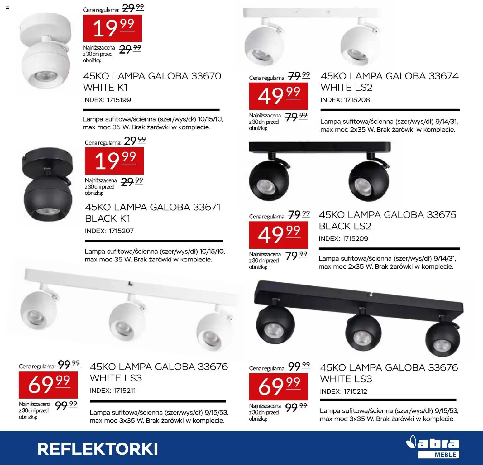 Abra meble gazetka od 24.09.2026 | Strona: 17 | Produkty: Lampa, Żarówki