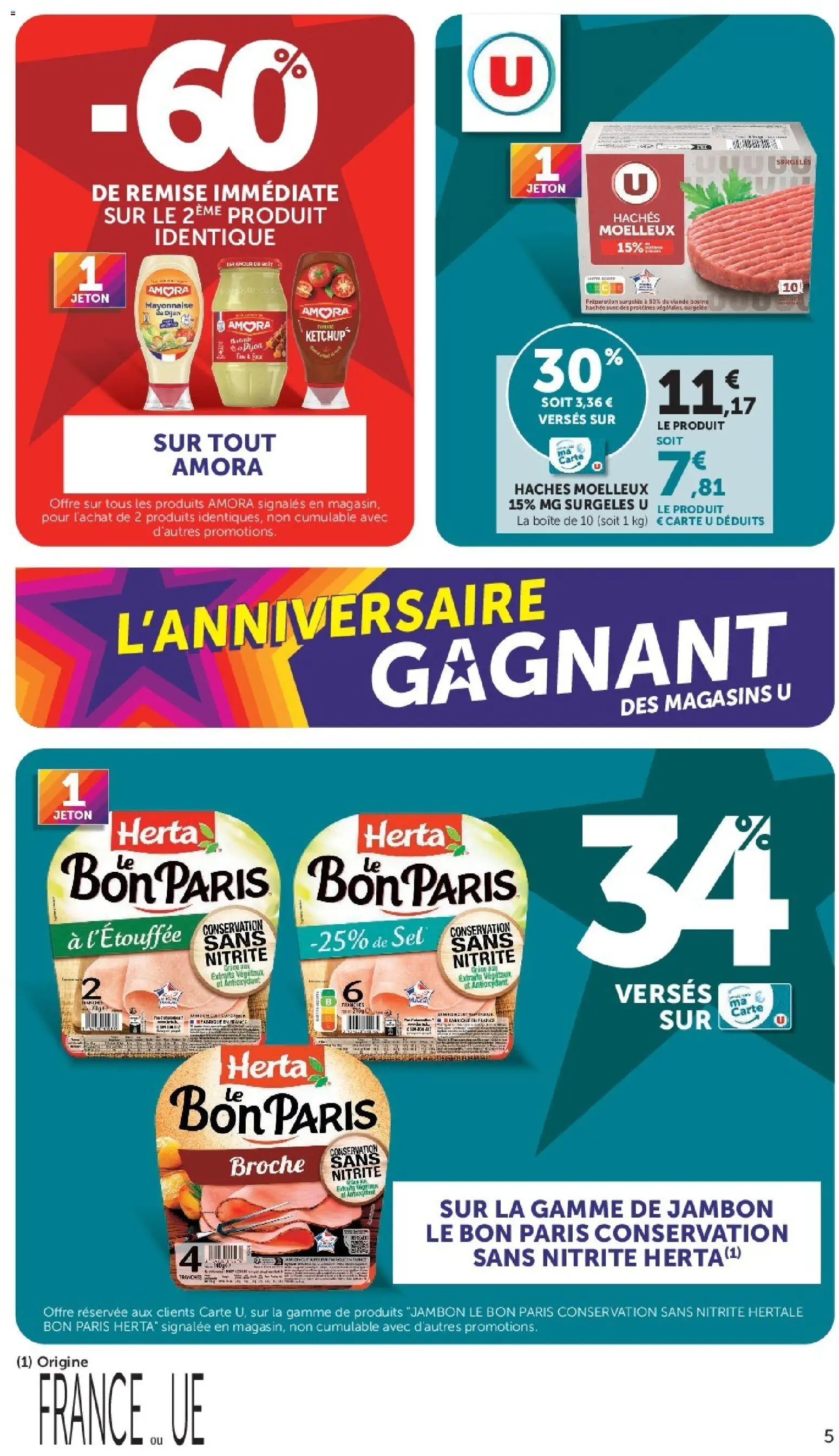{H1} | Page: 5 | Produits: Sel, Mayonnaise, Jambon, Viande bovine