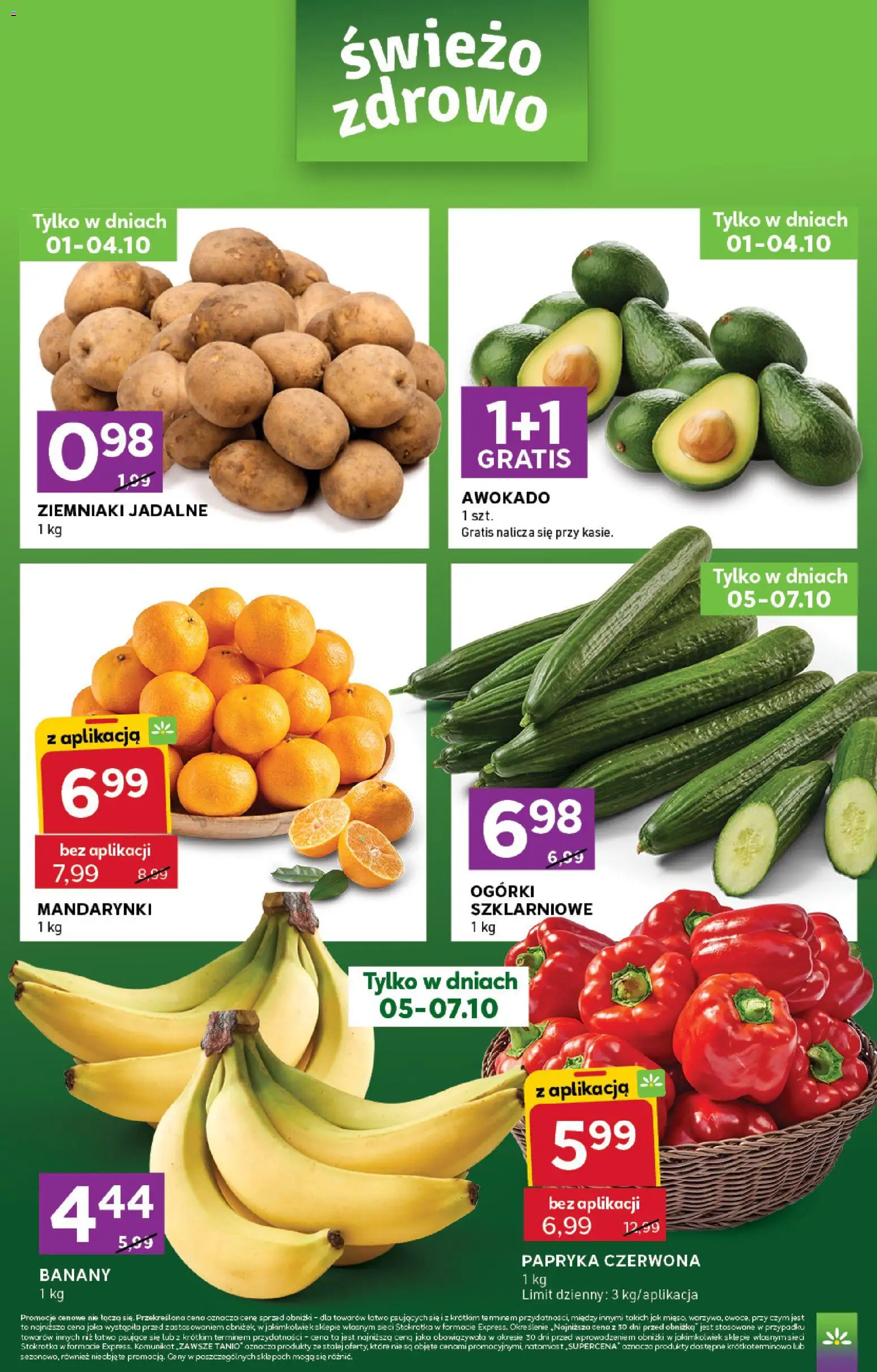 Stokrotka gazetka - Express od 01.10.2026 | Strona: 2 | Produkty: Papryka, Banany, Awokado, Ziemniaki