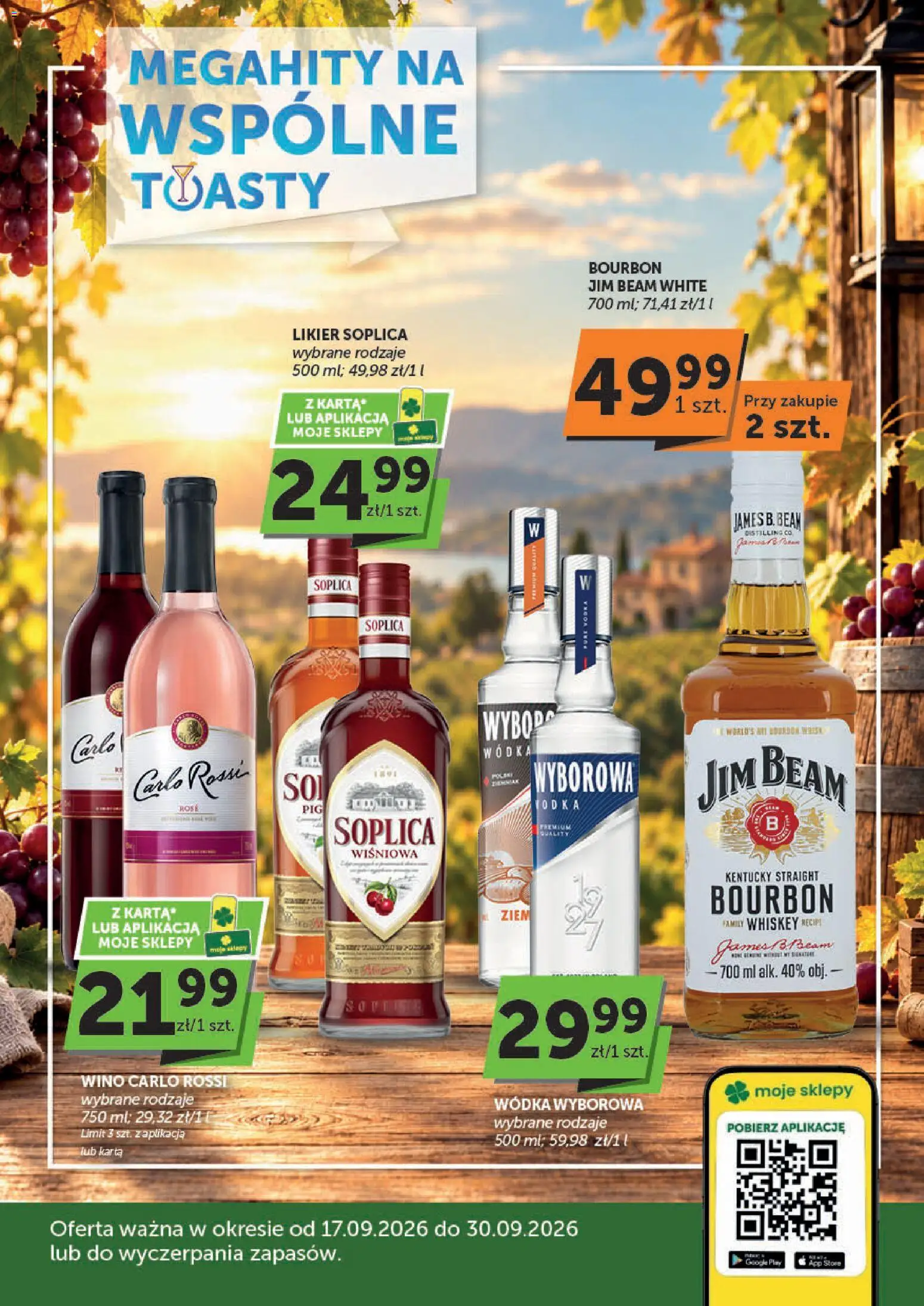 ABC gazetka alkoholowa od 17.09.2026 | Strona: 1 | Produkty: Bourbon, Soplica, Wódka, Carlo Rossi