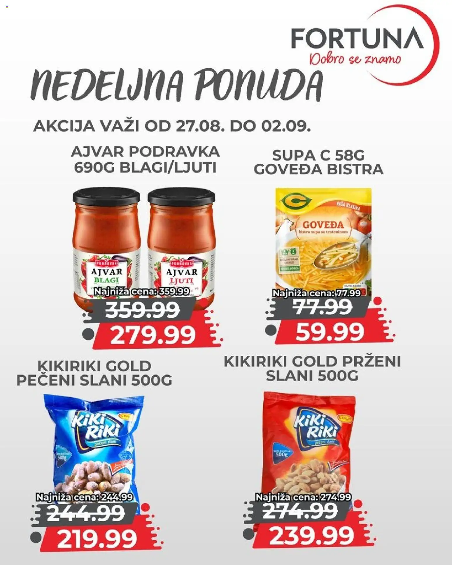 Fortuna Market katalog - važi od 27.08.2026 | Strana: 8 | Proizvode: Kaša, Ajvar, Podravka, Kikiriki