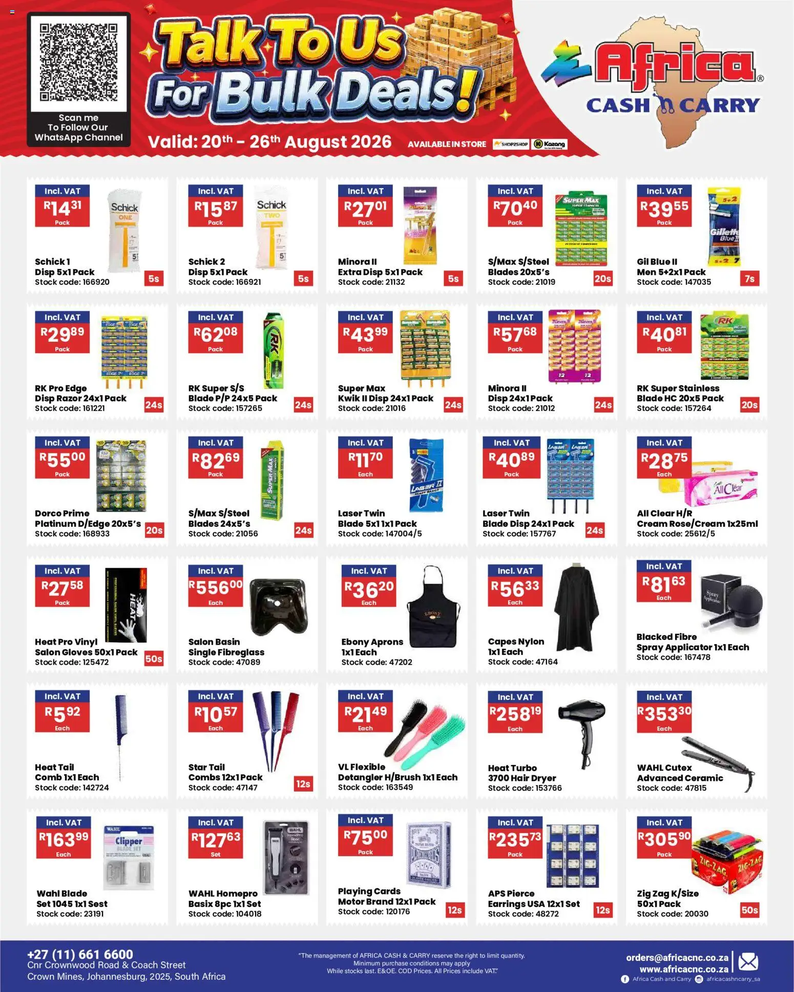 New Africa Cash & Carry catalogue – valid from 20/08/2026 | Page: 24 | Products: Hair dryer, Basin, Cream, Cutex
