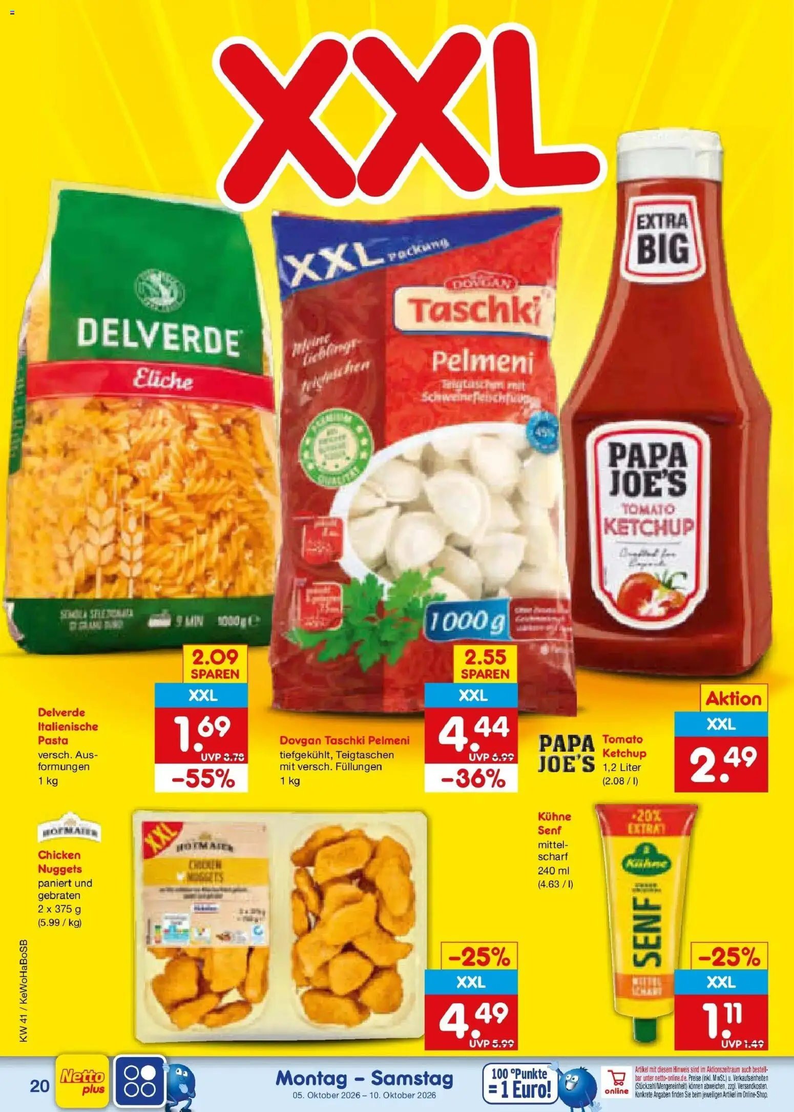 Netto Marken-Discount Prospekt Bochum – gültig ab 05.10.2026 | Seite: 20 | Produkte: Pasta, Ketchup