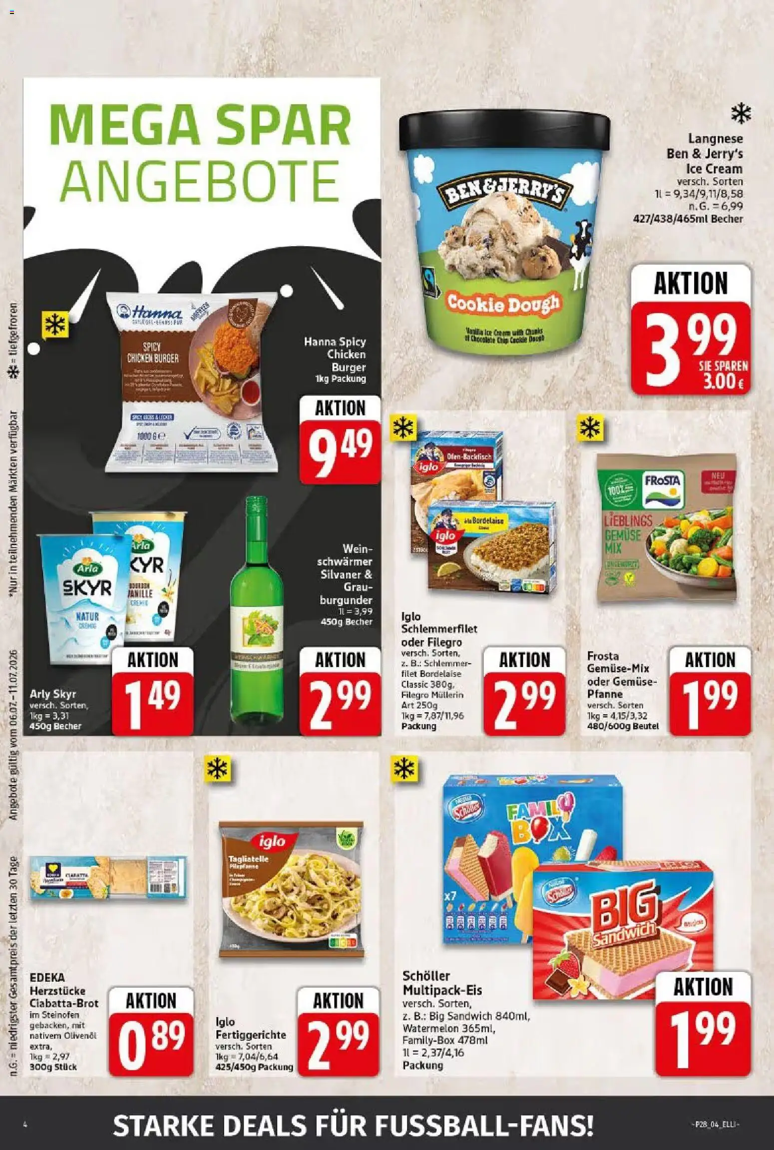Elli Markt Prospekt Langenberg – gültig ab 06.07.2026 | Seite: 4 | Produkte: Olivenol, Burger, Fertiggerichte, Iglo schlemmerfilet