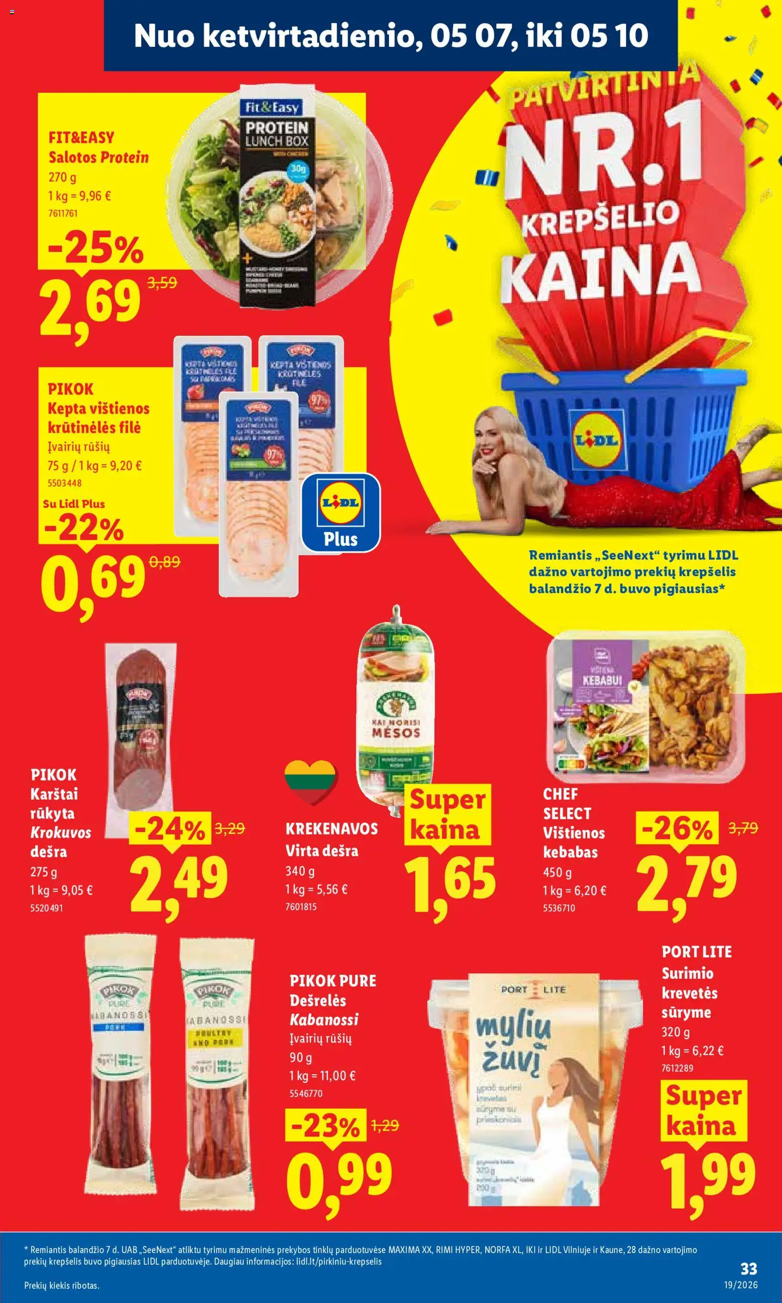 LIDL akcijos nuo 04.05.2026 | Puslapis: 45 | Prekių: Salotos, Dešrelės, Dešra, Krepšelis