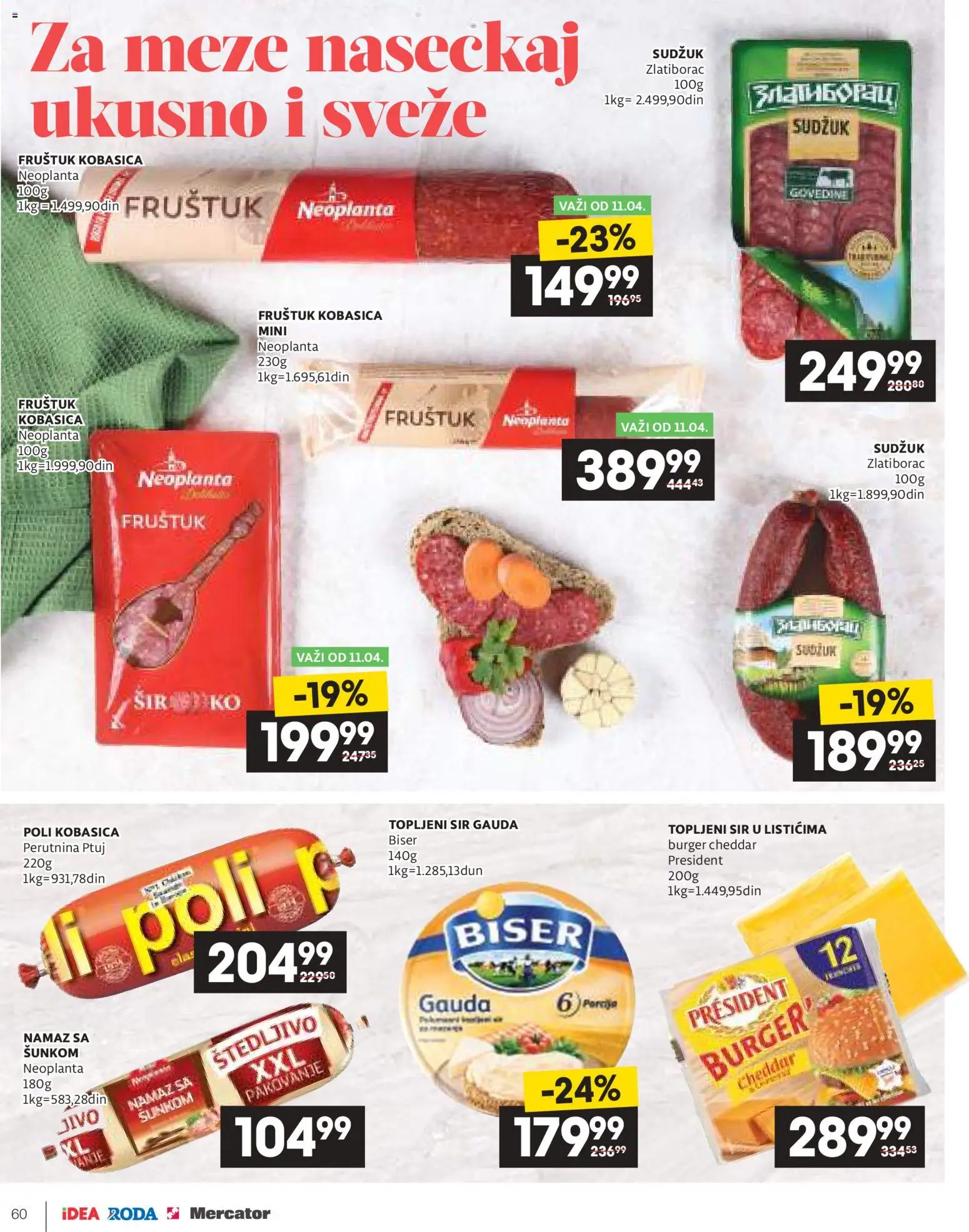 Idea katalog - važi od 09.04.2026 | Strana: 60 | Proizvode: Burger, Pakovanje, Perutnina Ptuj, Topljeni sir
