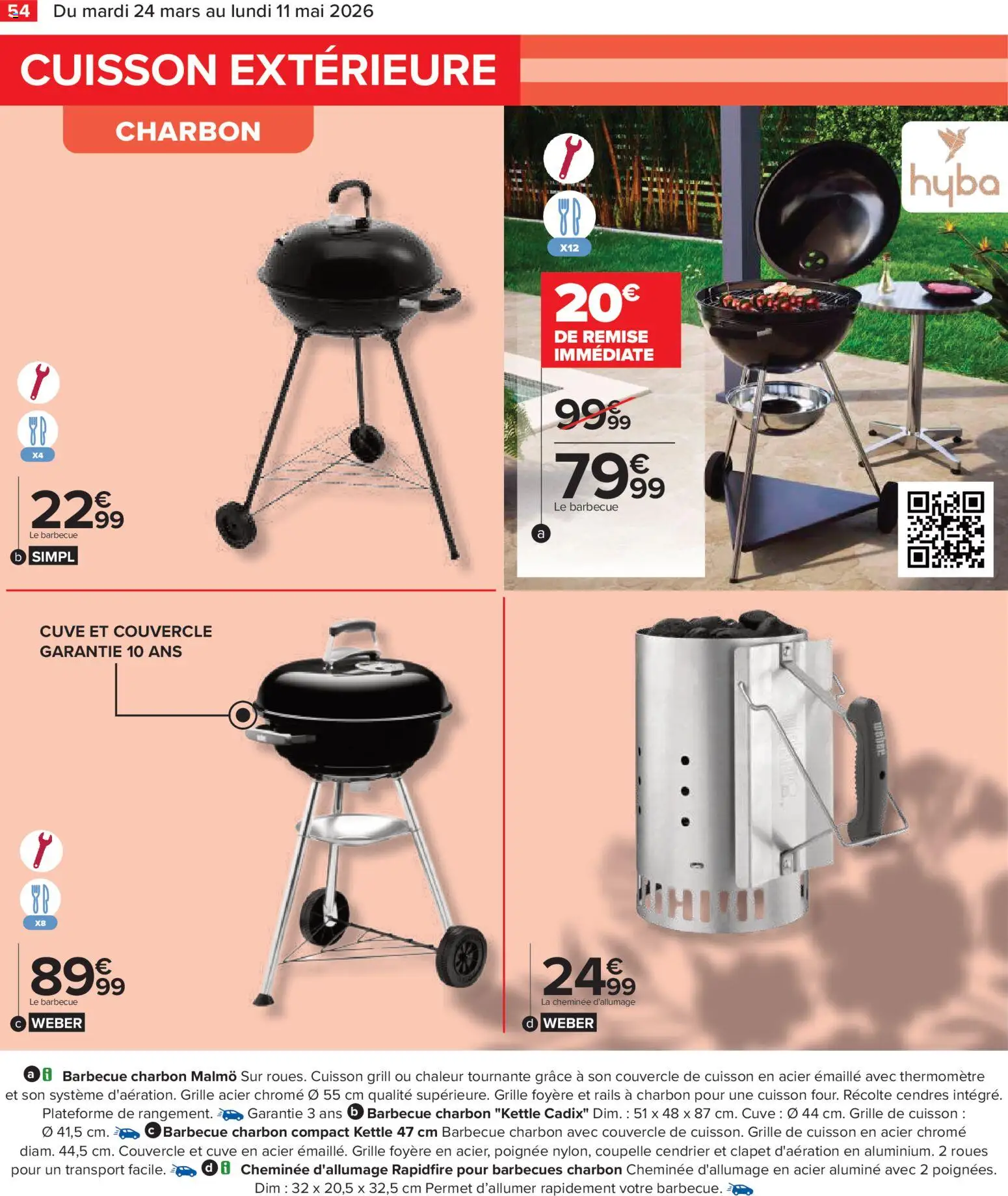 {H1} | Page: 54 | Produits: Barbecue charbon, Grill, Thermomètre, Barbecue charbon compact kettle