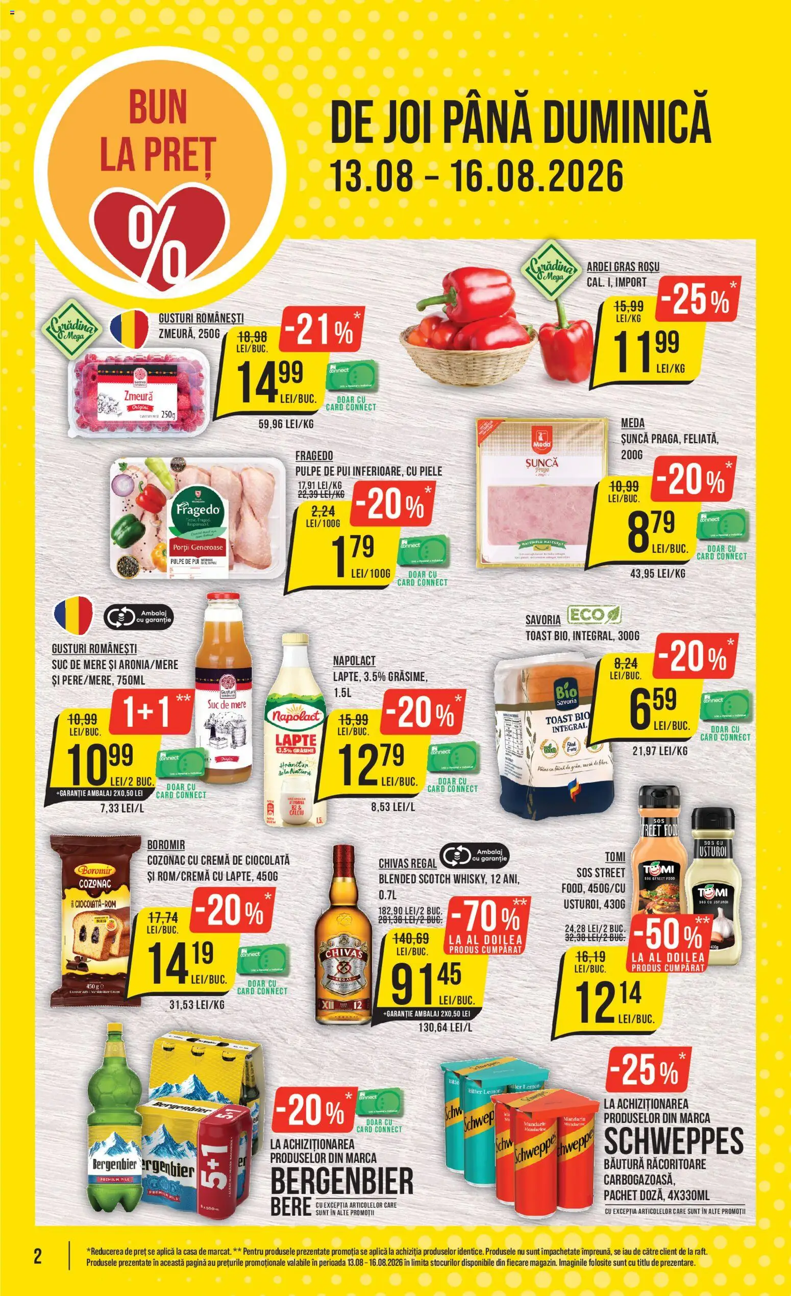 Noul catalog Mega Image – valabil de la 13.08.2026 | Pagină: 2 | Produse: Raft, Lapte, Mere, Sos