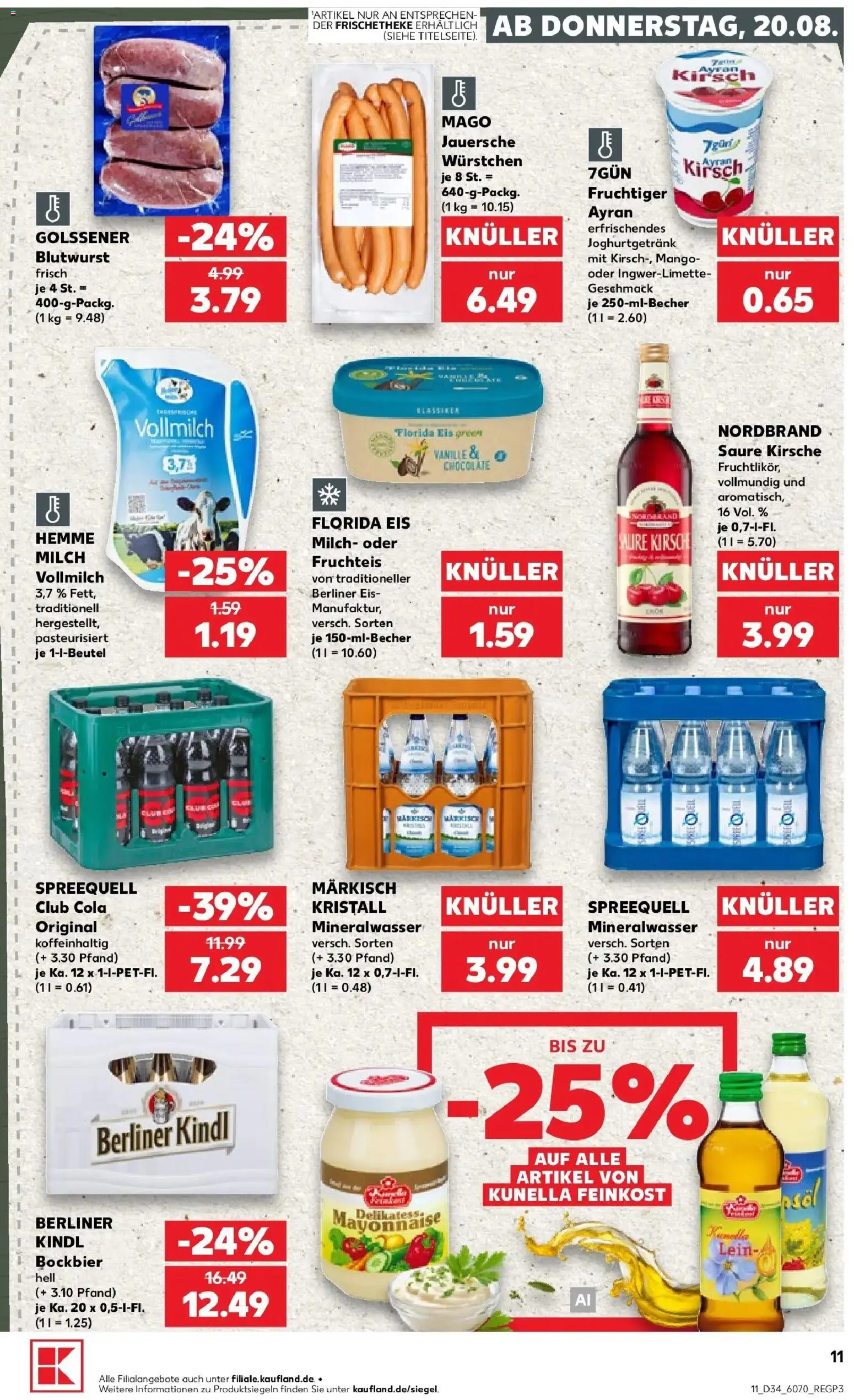 Prospekt Kaufland ab 17.08.2026 » Angebote Online zum Blättern | Seite: 22 | Produkte: Cola, Mineralwasser, Mango, Eis