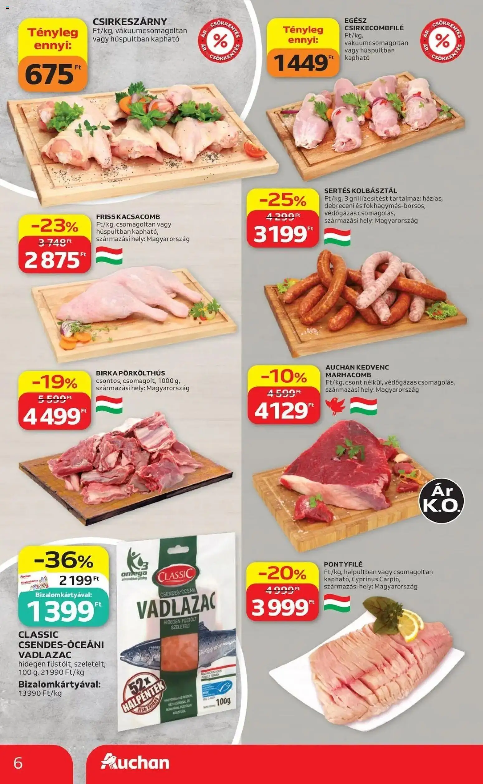 Auchan akciós újság Szolnok - 2026.09.03. -tól/töl > akció, lapozható szórólap 🛍️ | Oldal: 6 | Termékek: Grill, Csirkecombfile, Steak, Marhacomb