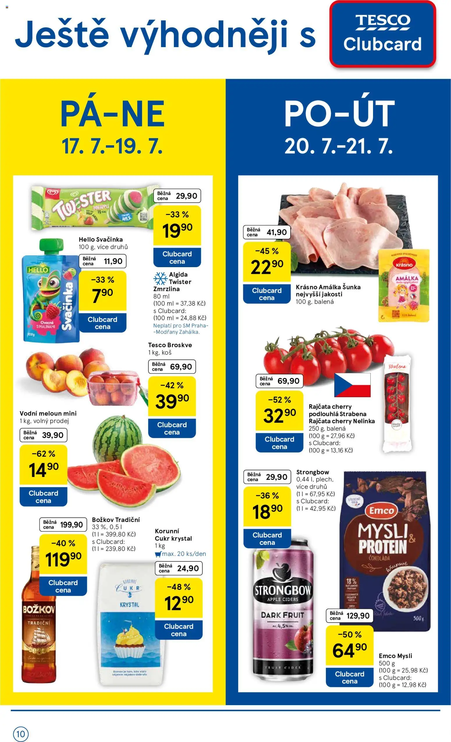 Tesco leták - Supermarket od 15.07.2026 | Strana: 10 | Produkty: Rajčata, Cider, Božkov, Cukr krystal