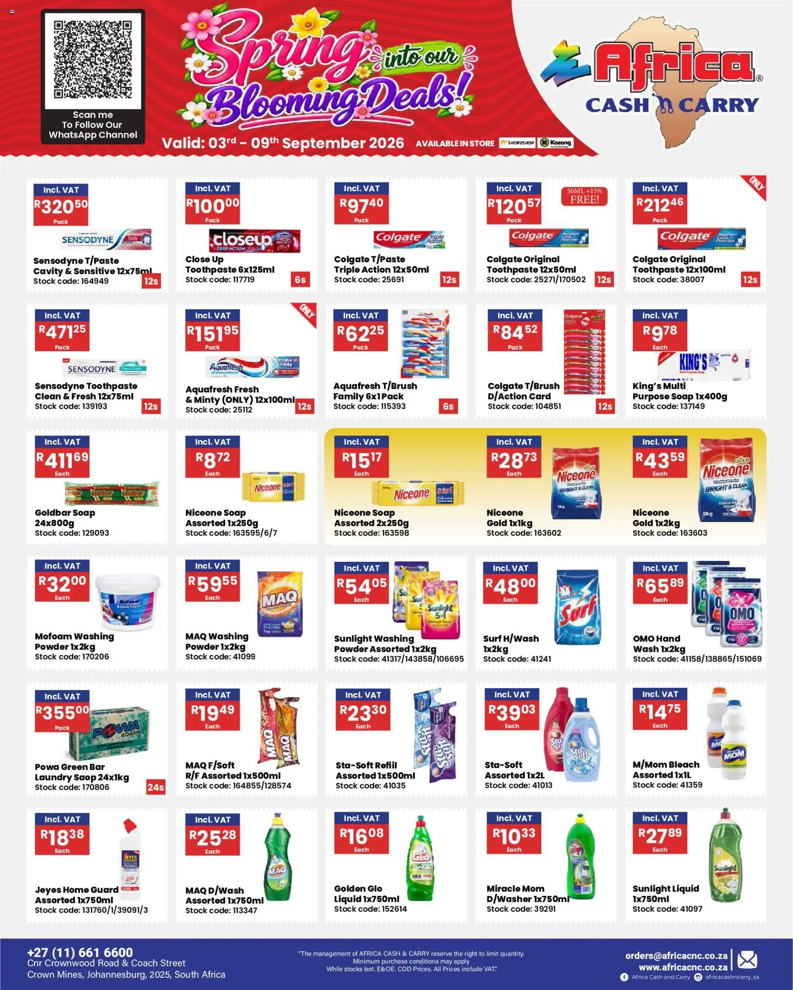 New Africa Cash & Carry catalogue – valid from 03/09/2026 | Page: 17 | Products: Bleach, Stock, Soap, Toothpaste