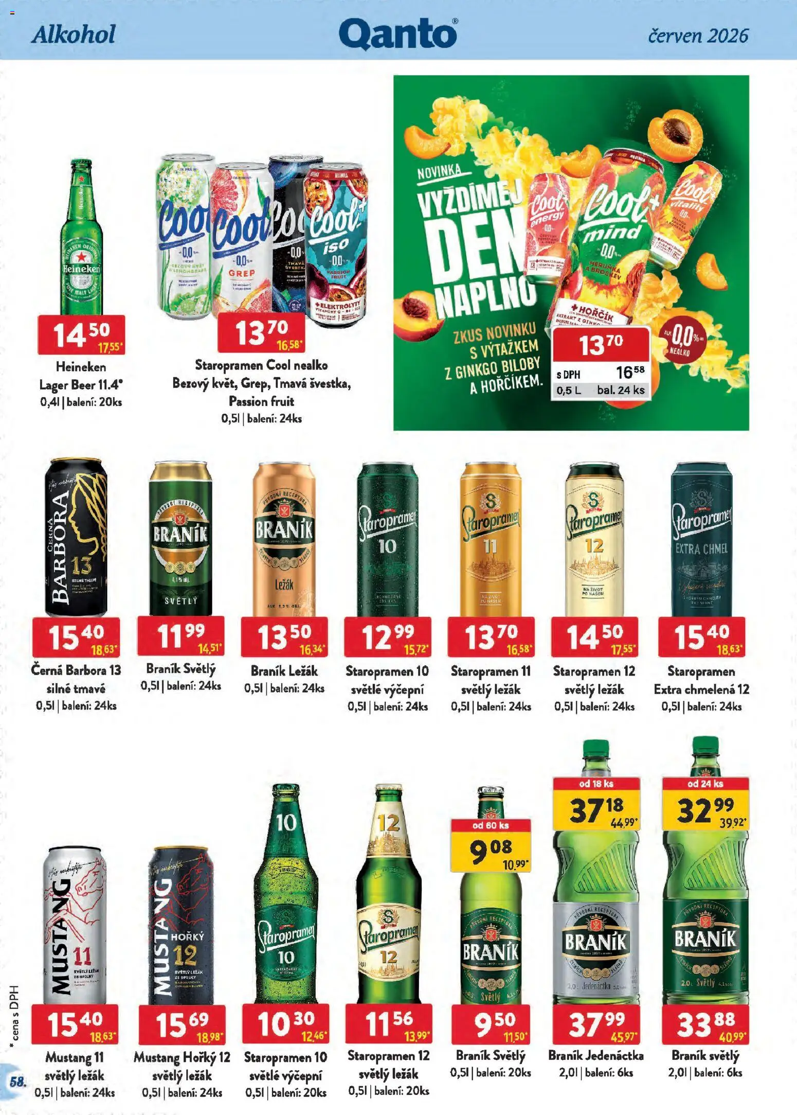 Astur & Qanto leták - Velkoobchod 06/2026 od 01.06.2026 | Strana: 58 | Produkty: Heineken, Staropramen 10, Hořčík, Staropramen Cool