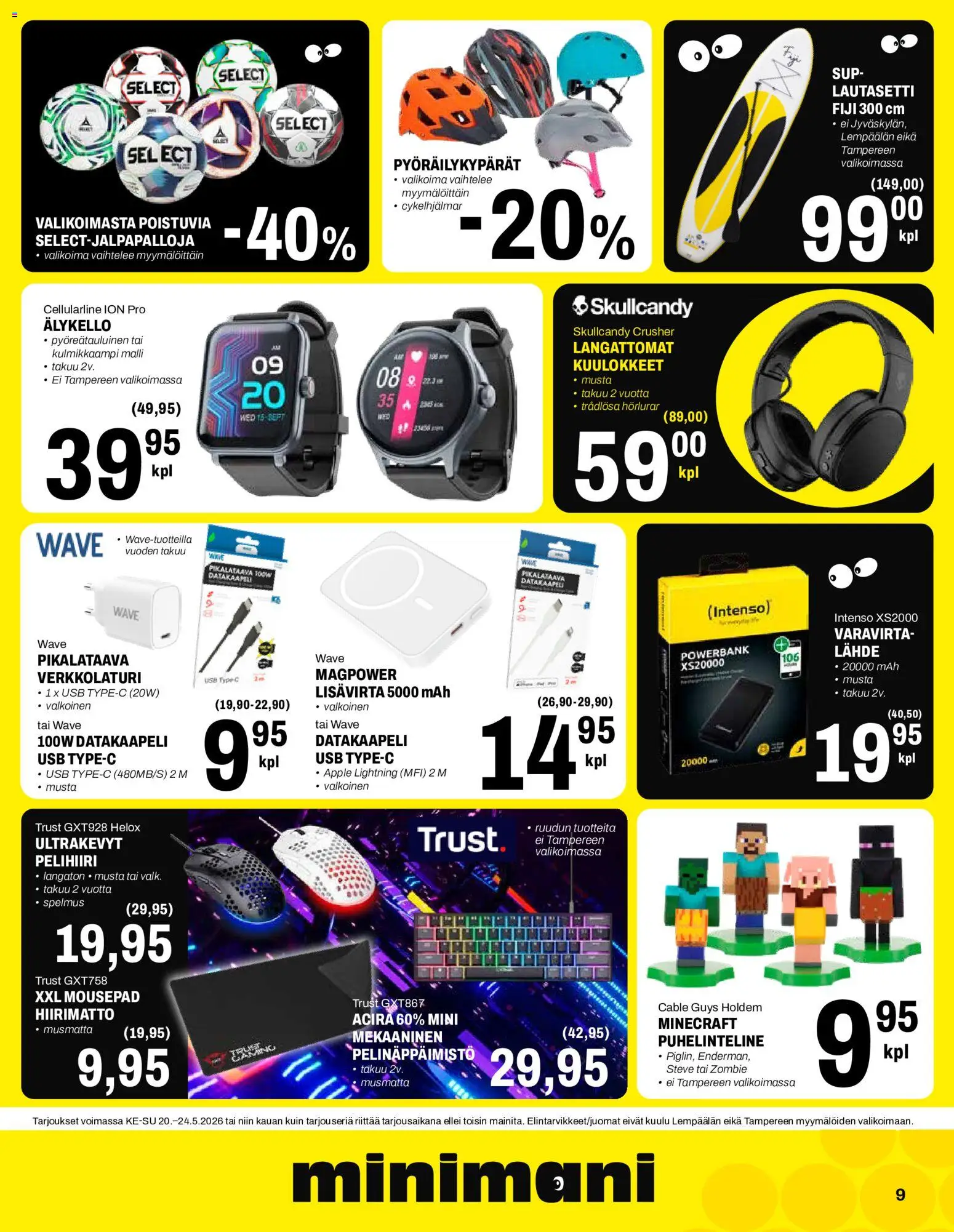 Minimani tarjoukset – voimassa 20.05.2026 alkaen | Sivu: 9 | Tuotteet: USB, Älykello, Powerbank, Kuulokkeet
