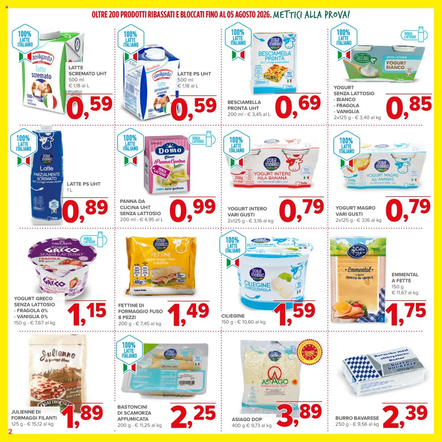 Volantino Todis del 11/06/2026 | Pagina: 2 | Prodotti: Yogurt greco senza lattosio, Yogurt, Formaggio, Besciamella
