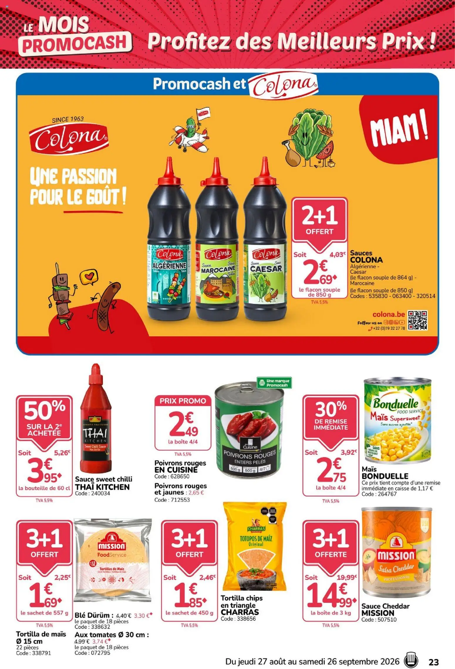 {H1} | Page: 23 | Produits: Tortilla, Tortillas, Bouteille, Cheddar