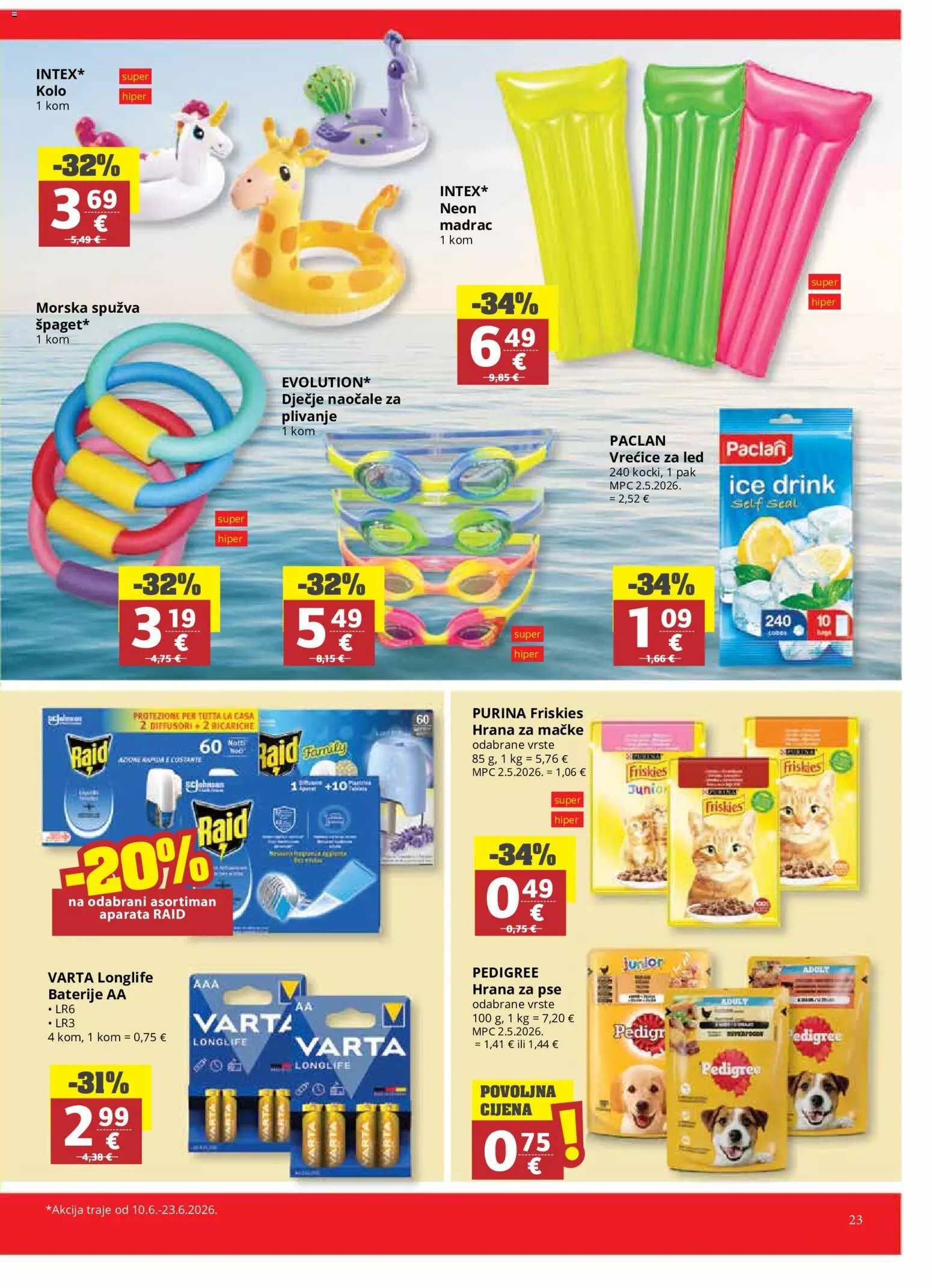 Ribola katalog | vrijedi od 10.06.2026 | Stranica: 23 | Proizvodi: Madrac, Spužva, Vrećice za led, Baterije