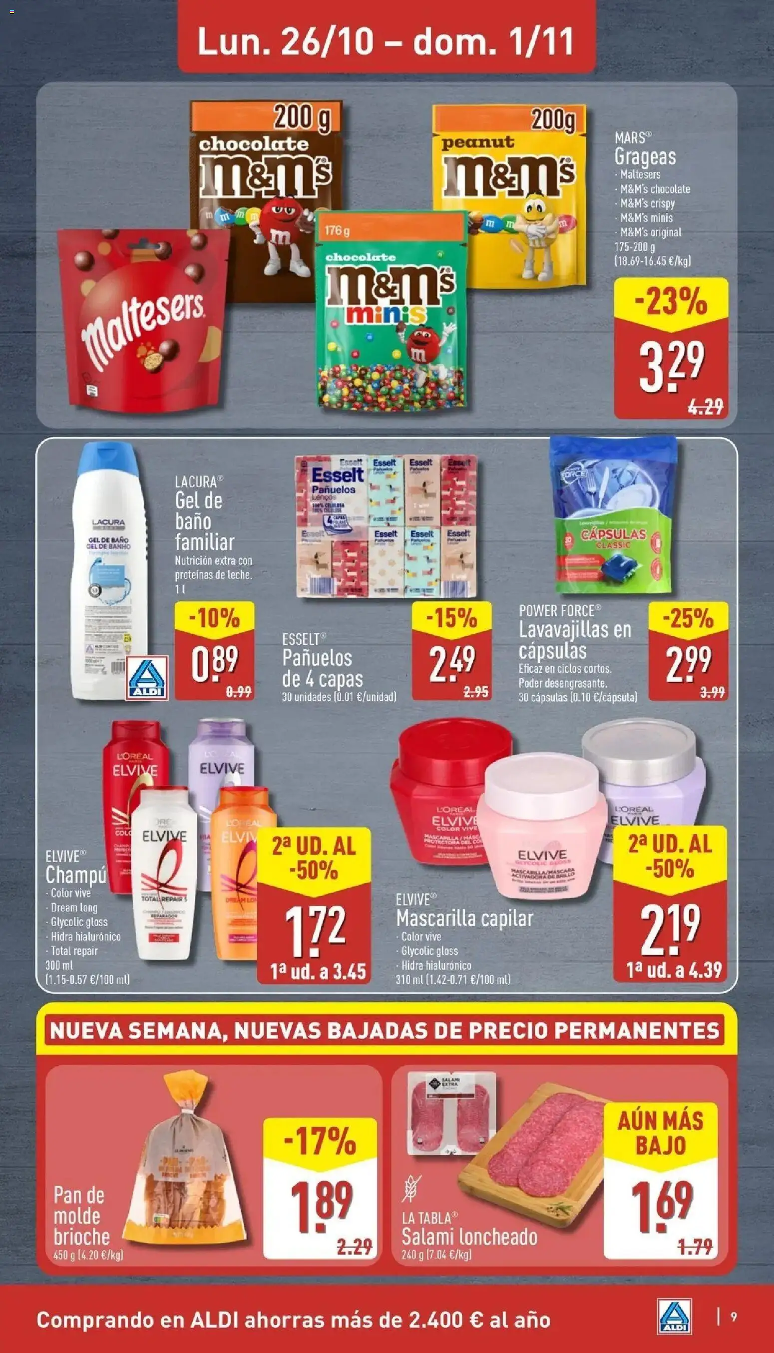 Aldi - Qué poco cuesta comprar bien │ válido desde el 26/10/2026 | Página: 9 | Productos: Champú, Col, Chocolate, Brioche