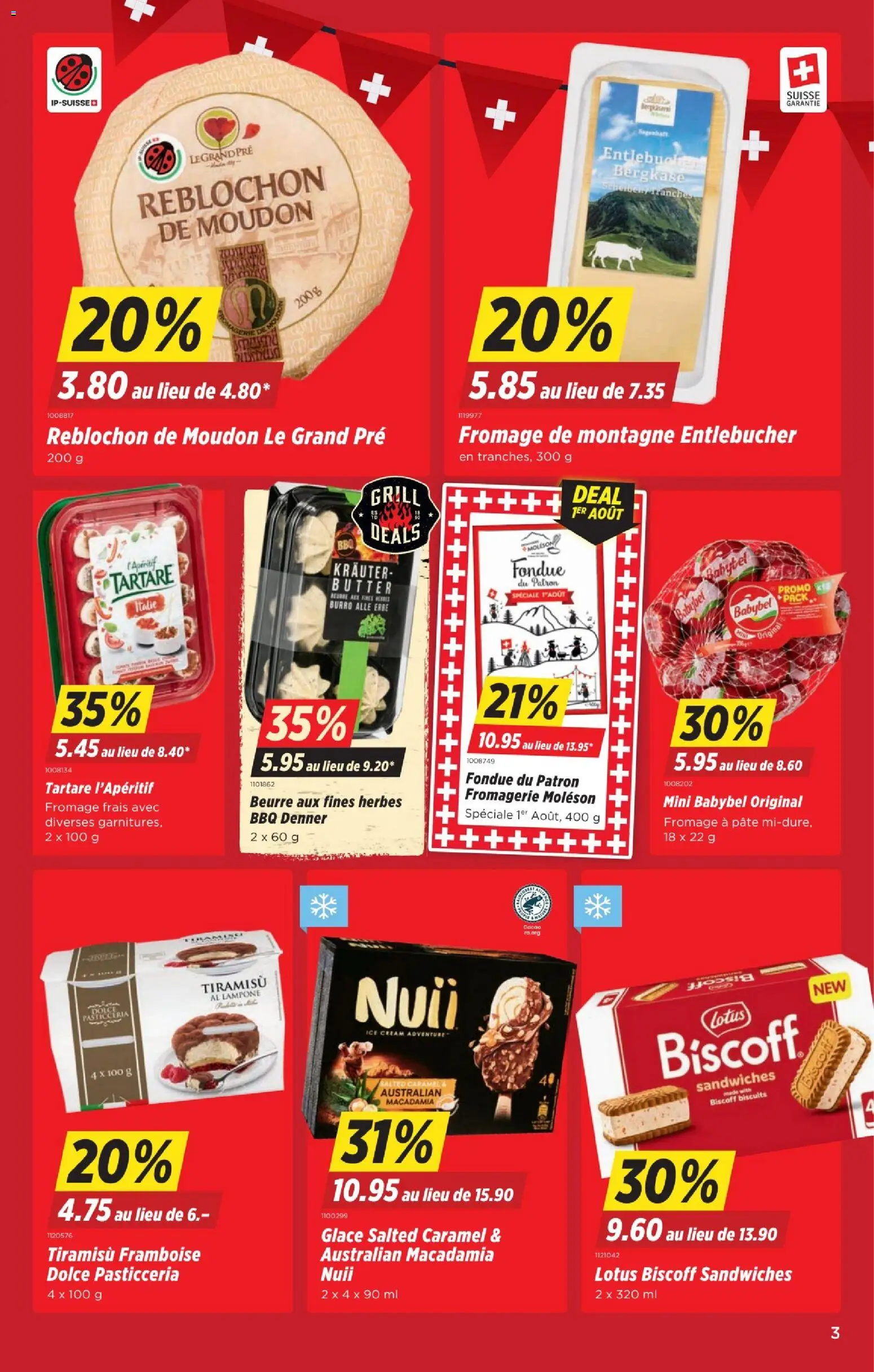 Denner aktionen FR – gültig ab 30.07.2026 | Seite: 3 | Produkte: Glace, Butter, Fondue, Grill