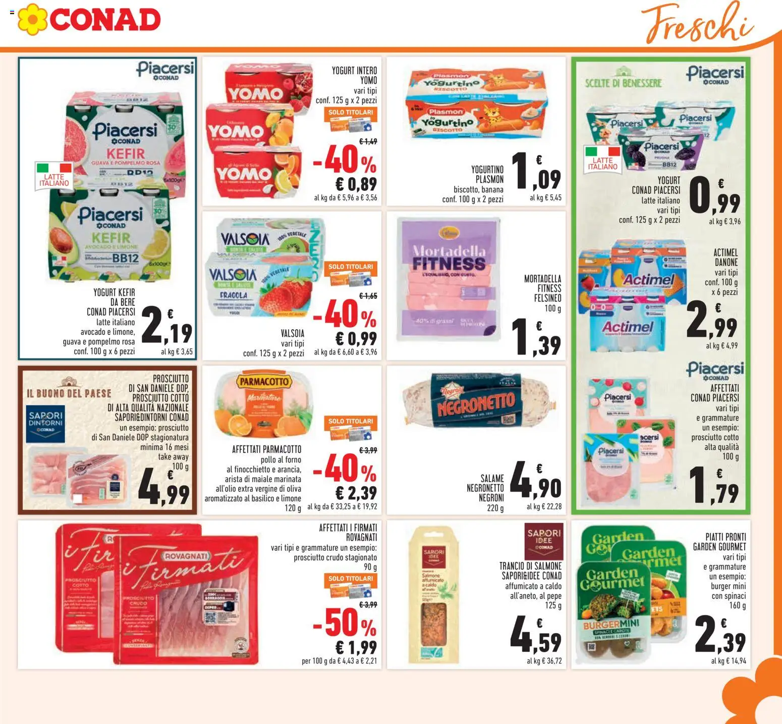 Volantino Conad del 29/07/2026 | Pagina: 9 | Prodotti: Yogurt, Carote, Limone, Prosciutto