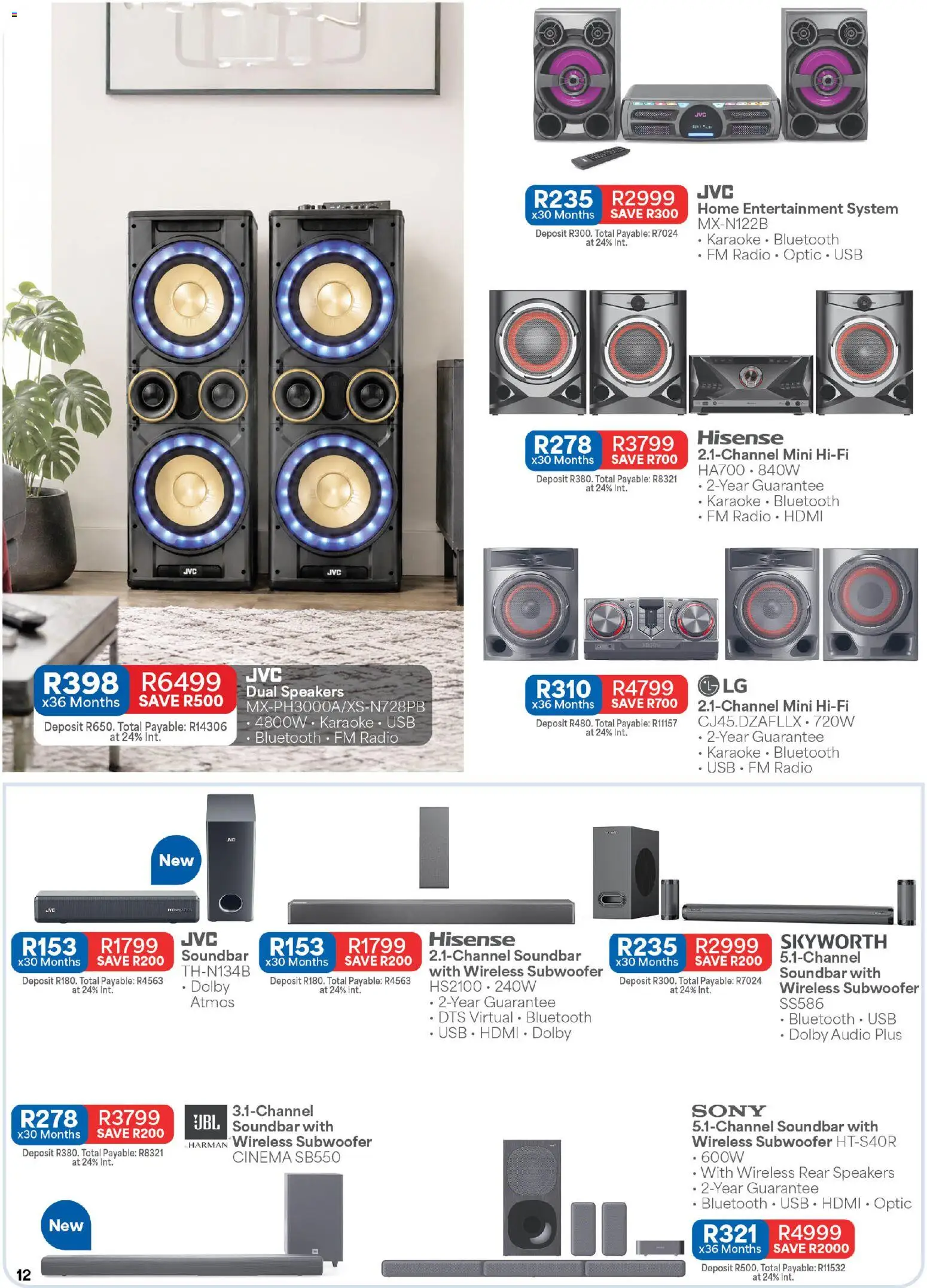 New OK Furniture catalogue – valid from 06/07/2026 | Page: 12 | Products: Audio, Radio, USB, Subwoofer