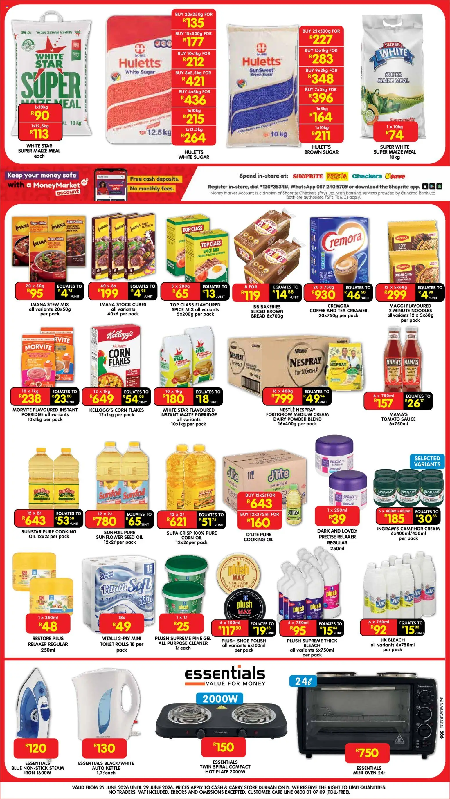 New Shoprite catalogue – valid from 25/06/2026 | Page: 2 | Products: Oven, Iron, Tea, Flakes