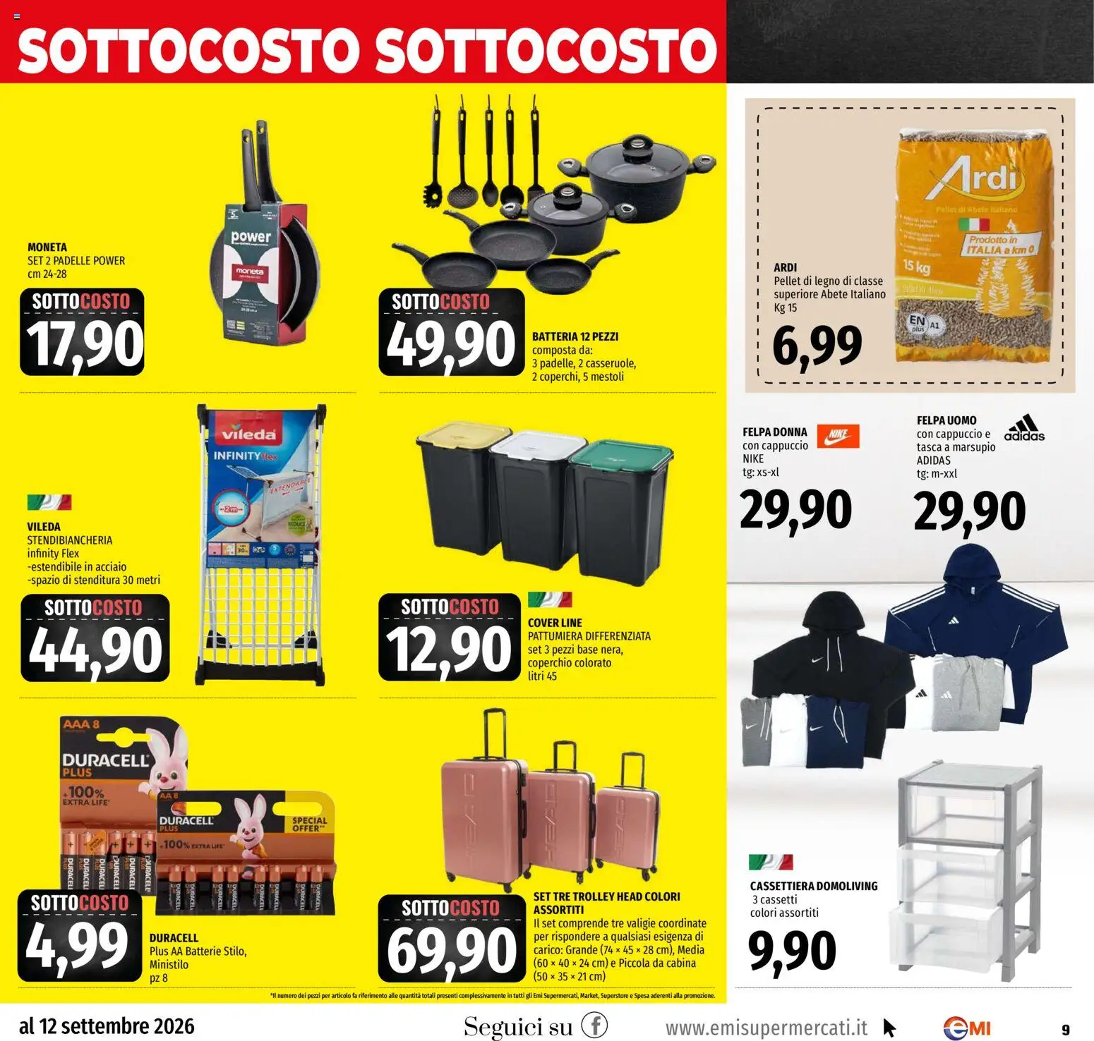 Volantino EMI del 03/09/2026 | Pagina: 9 | Prodotti: Pellet, Stendibiancheria, Cappuccio, Cassettiera