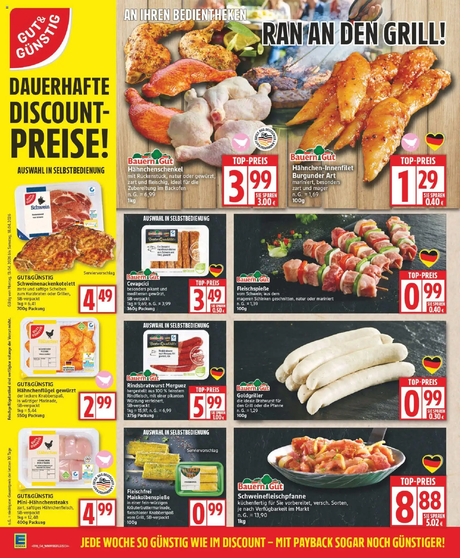Edeka Prospekt 	 – gültig ab 13.04.2026 | Seite: 4 | Produkte: Grill, Cevapcici, Backofen, Steak