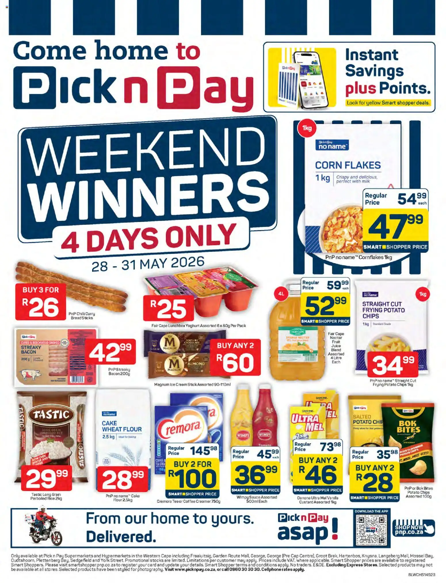 New Pick n Pay catalogue – valid from 28.05.2026 | Page: 1 | Products: Cap, Yoghurt, Milk, Juice