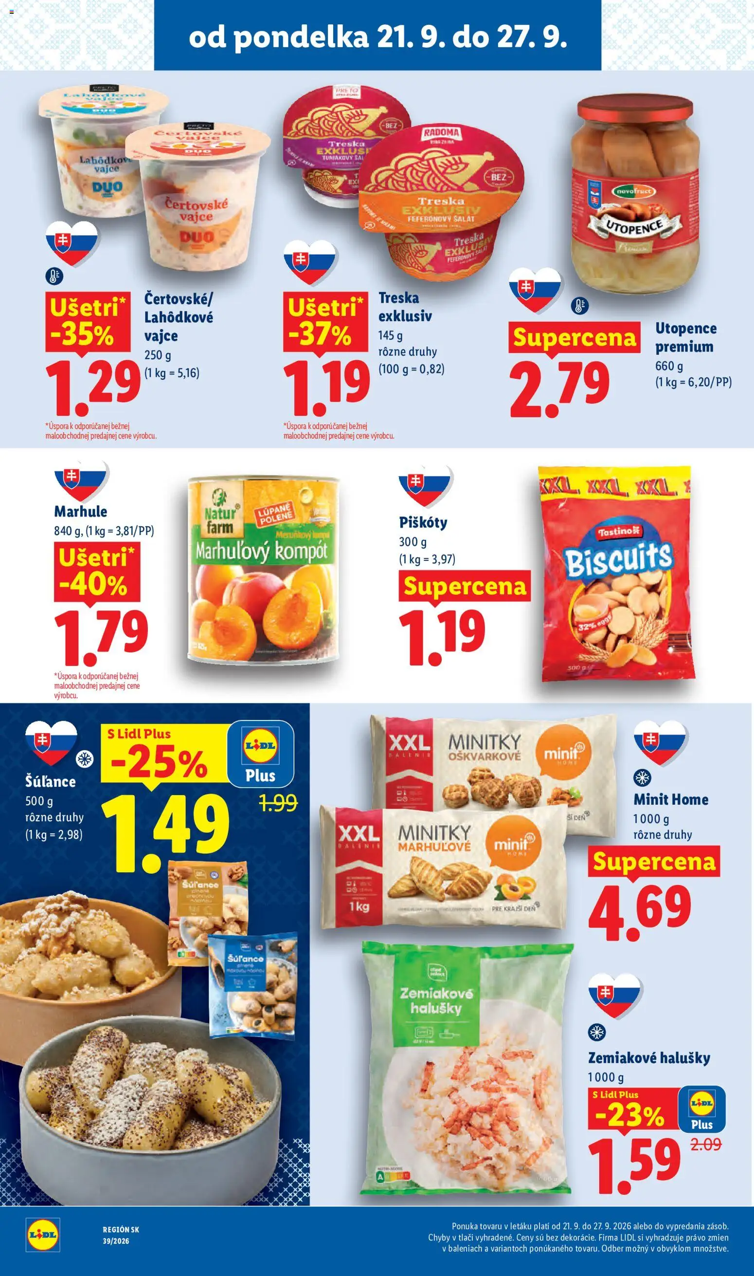 Nové Lidl akcie – leták je platný od 21.09.2026 | Strana: 30 | Produkty: Gnocchi, Šalát, Treska, Marhule