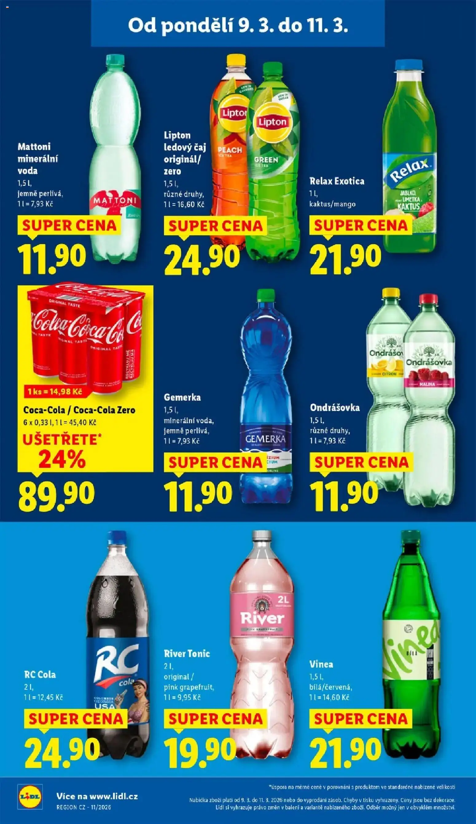Lidl aktuální leták od 09.03.2026 | Strana: 24 | Produkty: Voda, Tonic, Citron, Minerální voda